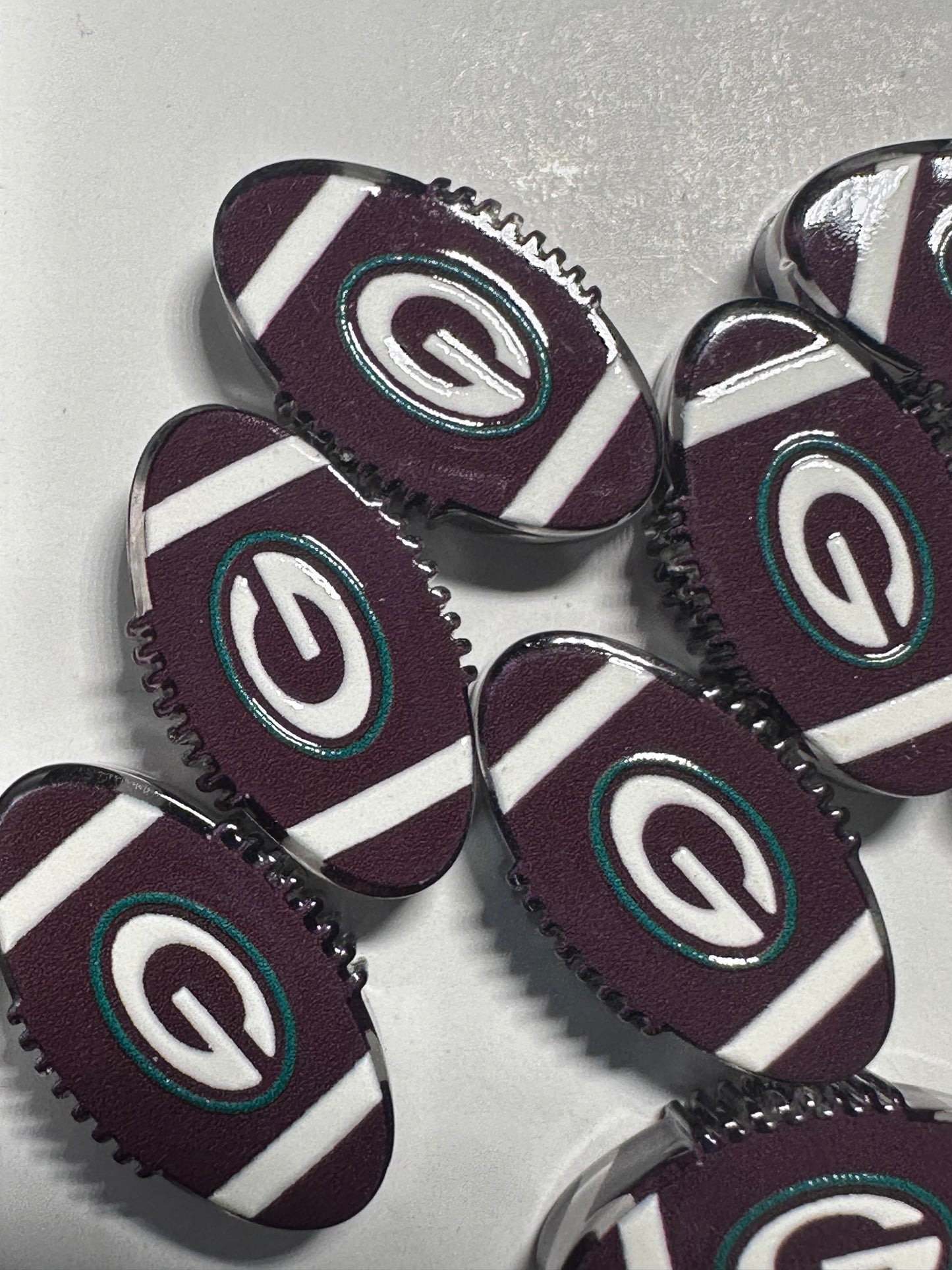 Green Bay acrylic focal bead- set of 2/ focal bead/ pen beading / keychain bead/ football