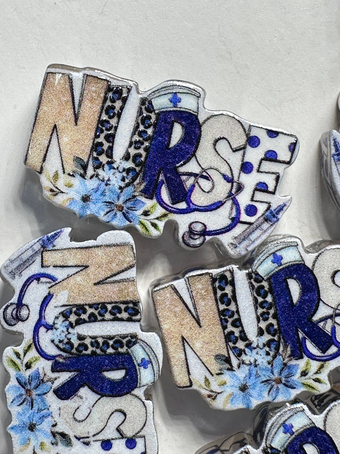 Nurse acrylic focal bead- set of 2/ focal bead/ pen beading / keychain bead