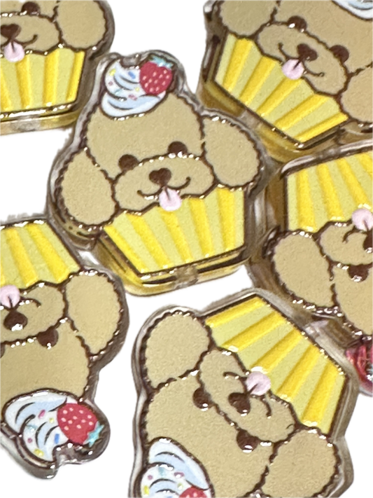 Puppy acrylic focal bead- set of 2/ focal bead/ pen beading / keychain bead/ cupcake/pupcake