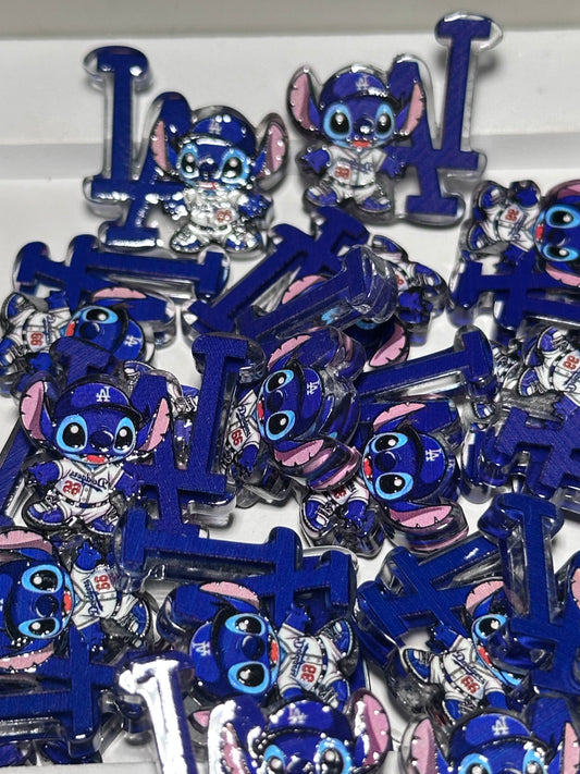 LA Dodgers blue guy acrylic focal bead- set of 2/ focal bead/ pen beading / keychain bead