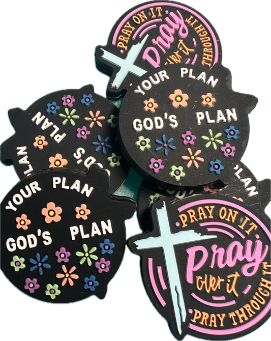 Prayer warrior beads  /Focal Bead/ beadable pen/ Silicone  bead/ keychain beads/ religious/ Faith/ GOD/ Double sided with different designs/ Pray