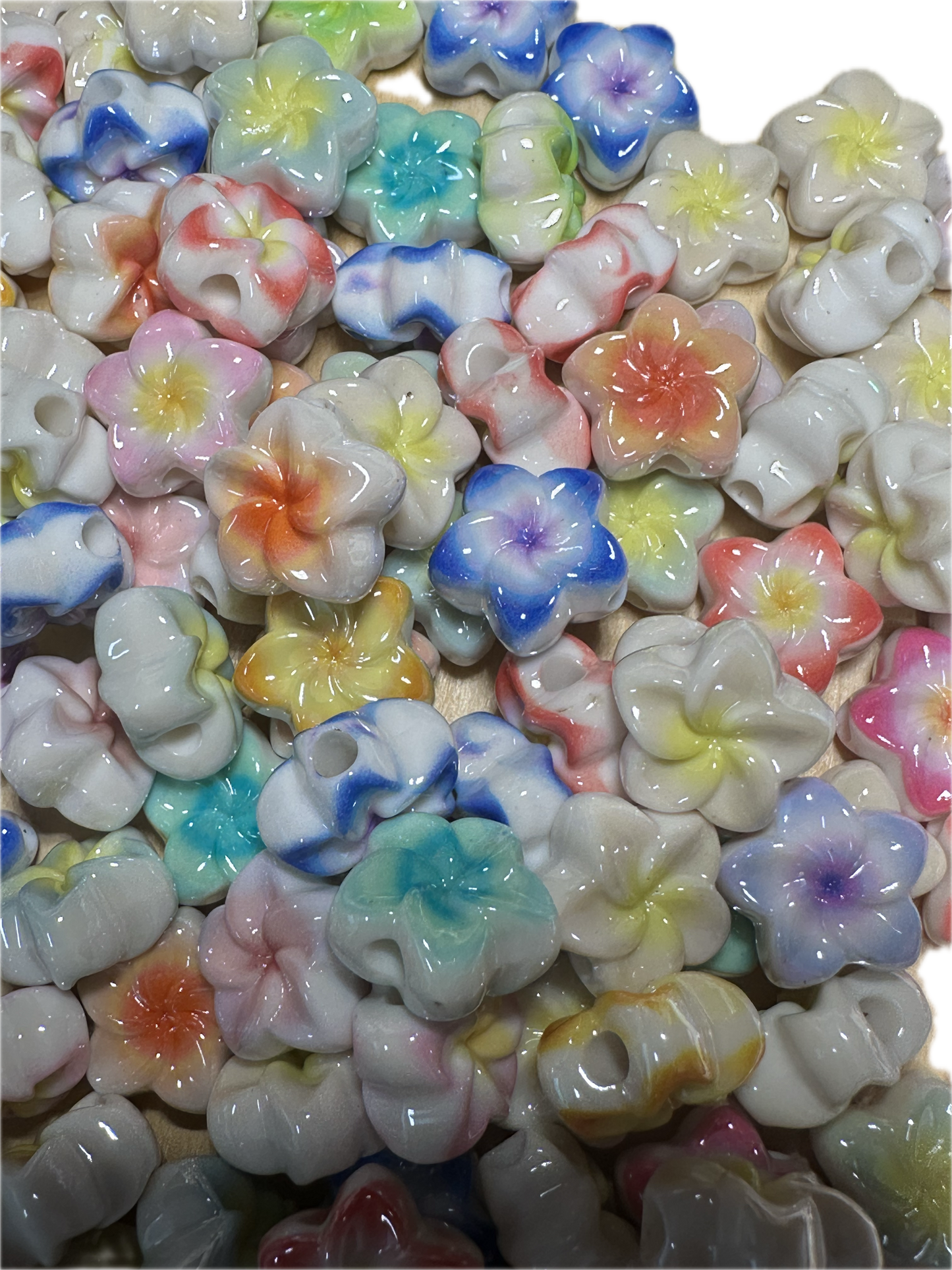 Flower shaped acrylic beads- set of 10 or 20