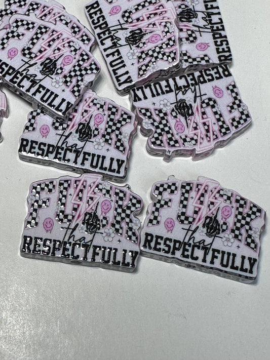 Respectfully acrylic focal bead- set of 2/ focal bead/ pen beading / keychain bead