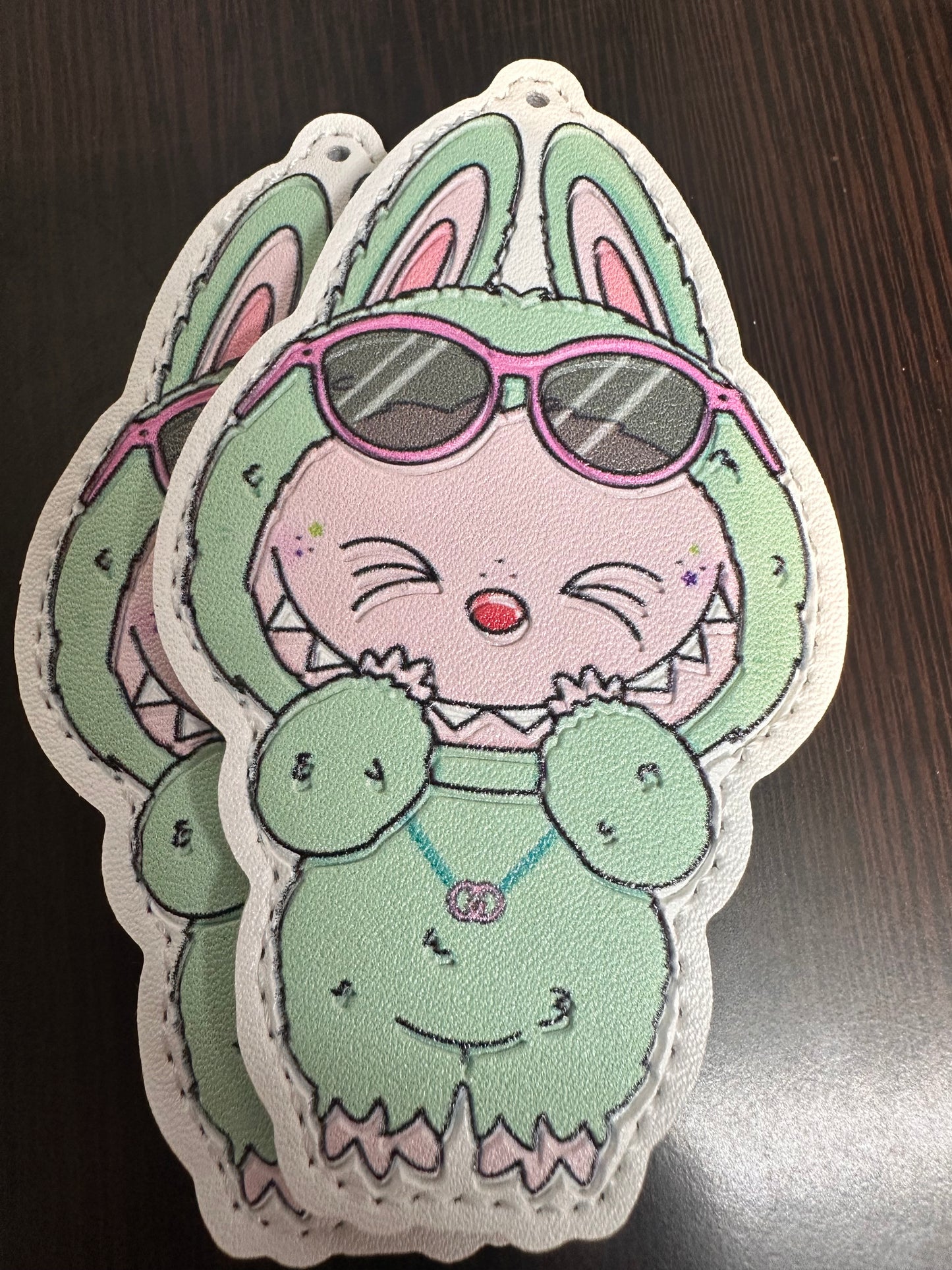 Labubu monster Character Faux Leather Charms- for bag charms, keyrings, Christmas ornaments