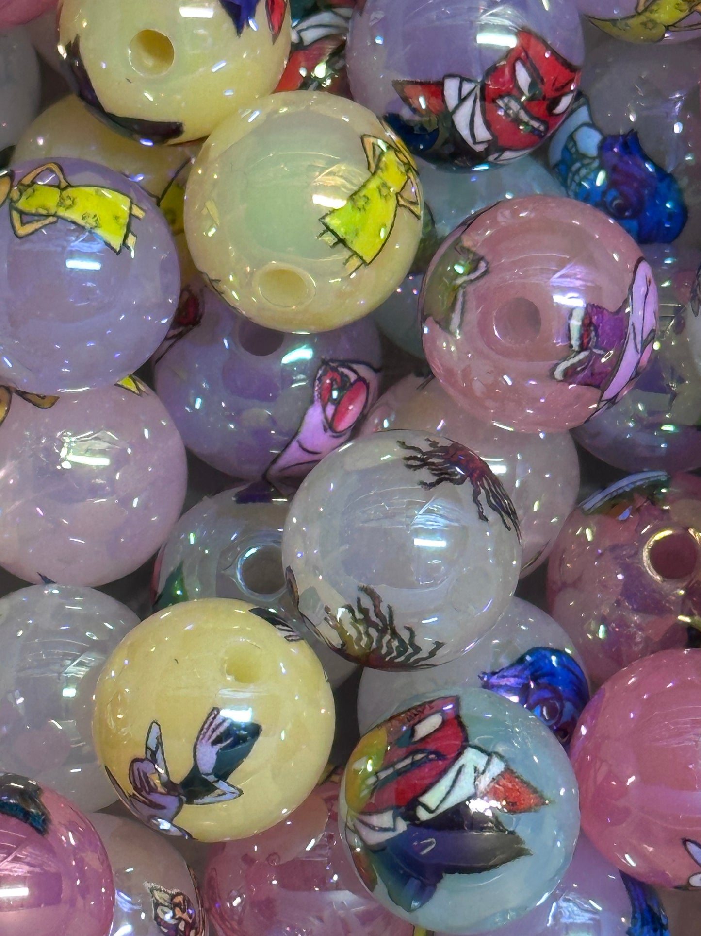 Movie beads/ Ten (10) included/16mm Bead/ beadable pen/ jewelry/ keychain/