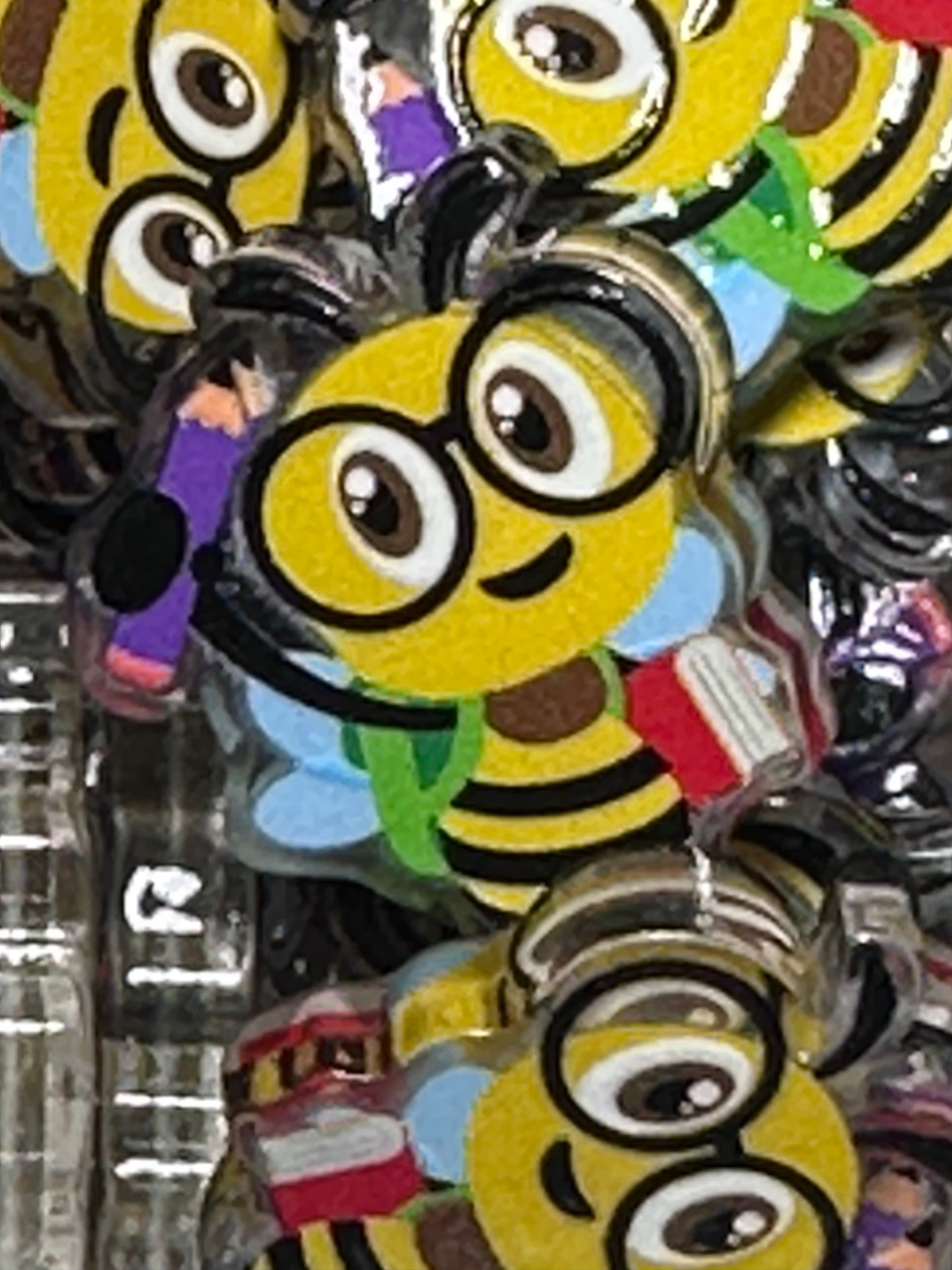 Yellow Teacher Bee acrylic focal bead- set of 2/ focal bead/ pen beading / keychain bead/ Summer/Bee
