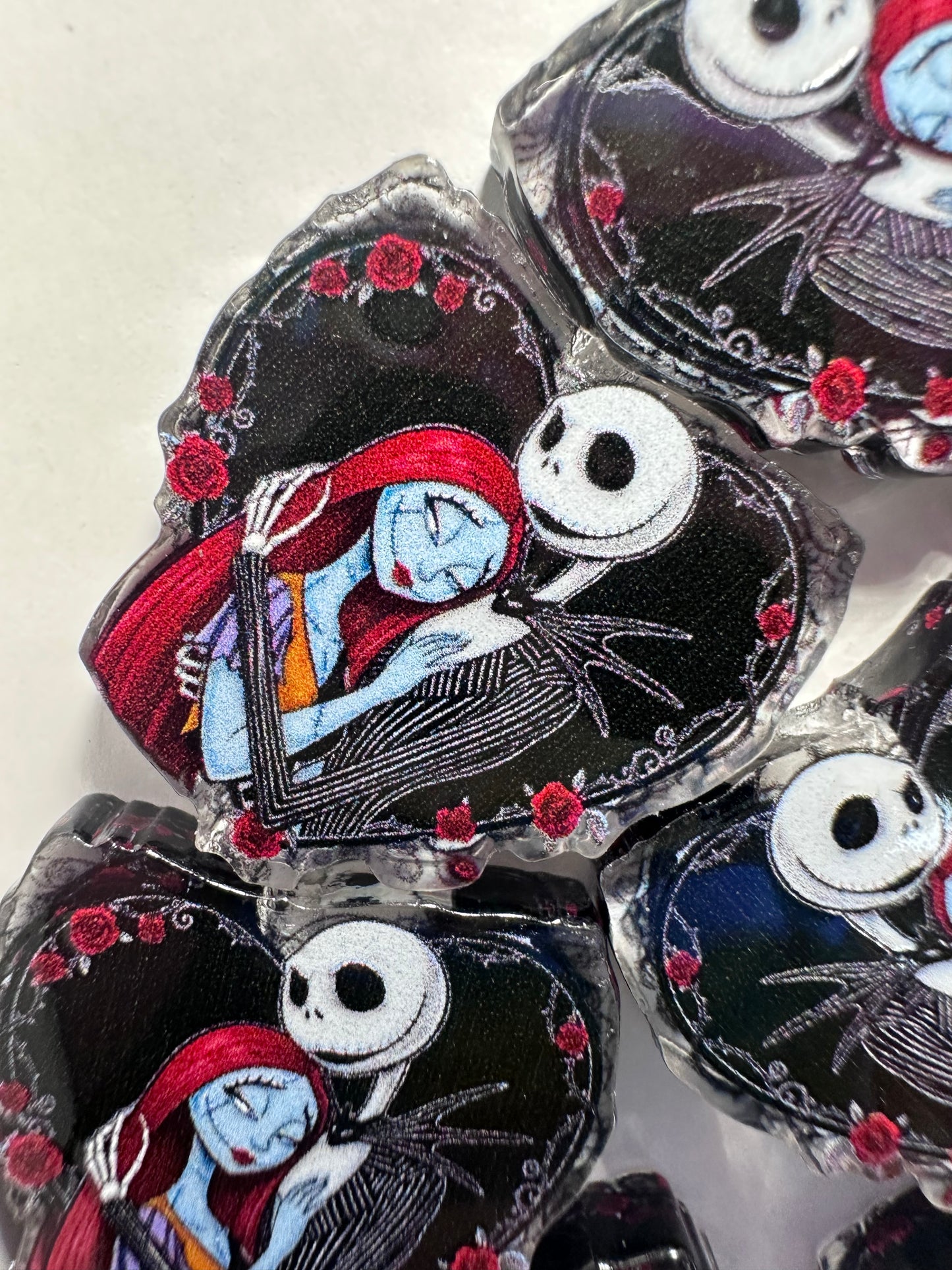 Jack and Sally acrylic focal bead- set of 2/ focal bead/ pen beading / keychain bead/ NMBC