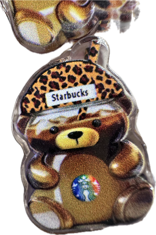 Coffee Bear acrylic focal bead- set of 2/ focal bead/ pen beading / keychain bead/