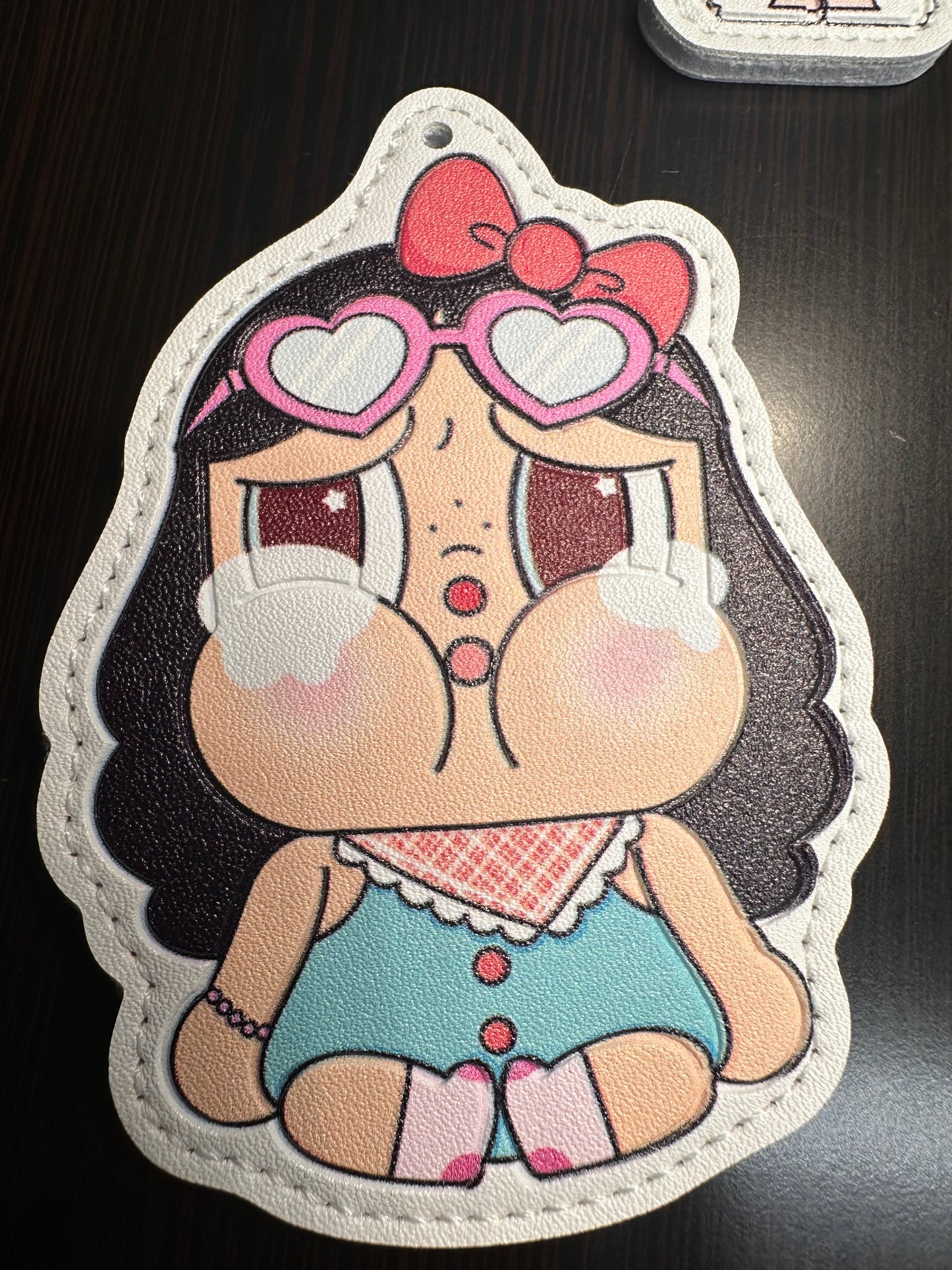 Cute Crying Girl Character Faux Leather Charms- for bag charms, keyrings, Christmas ornaments