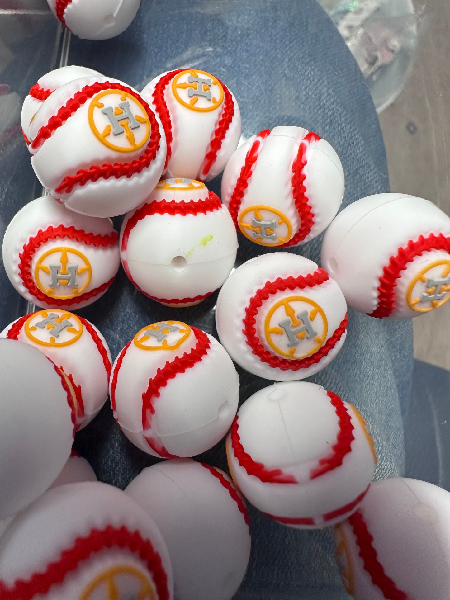 3D Baseball shaped Houston Astros focal bead/ baseball #2
