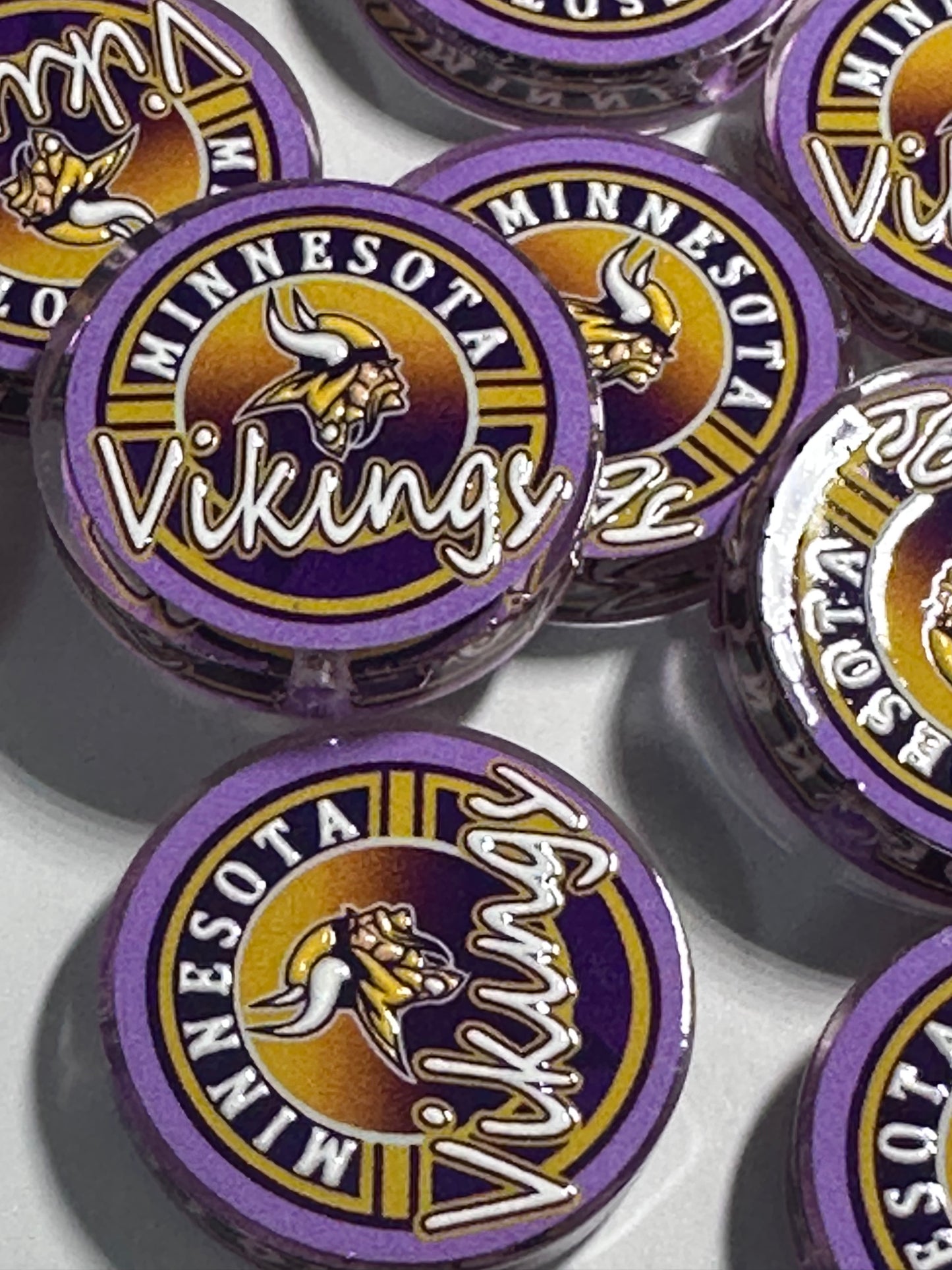 NEW Minnesota Vikings acrylic focal bead- set of 2/ focal bead/ pen beading / keychain bead /football