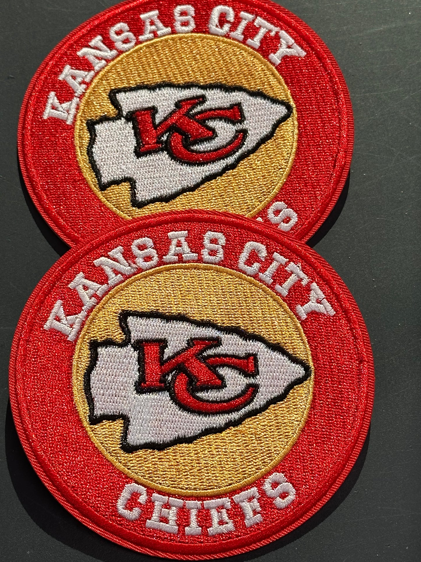 FOOTBALL EMBROIDERED IRON ON PATCH/ SIZE APPROX 4" ROUND/ QUALITY MATERIAL/FABRIC PATCHES/FOOTBALL TEAM