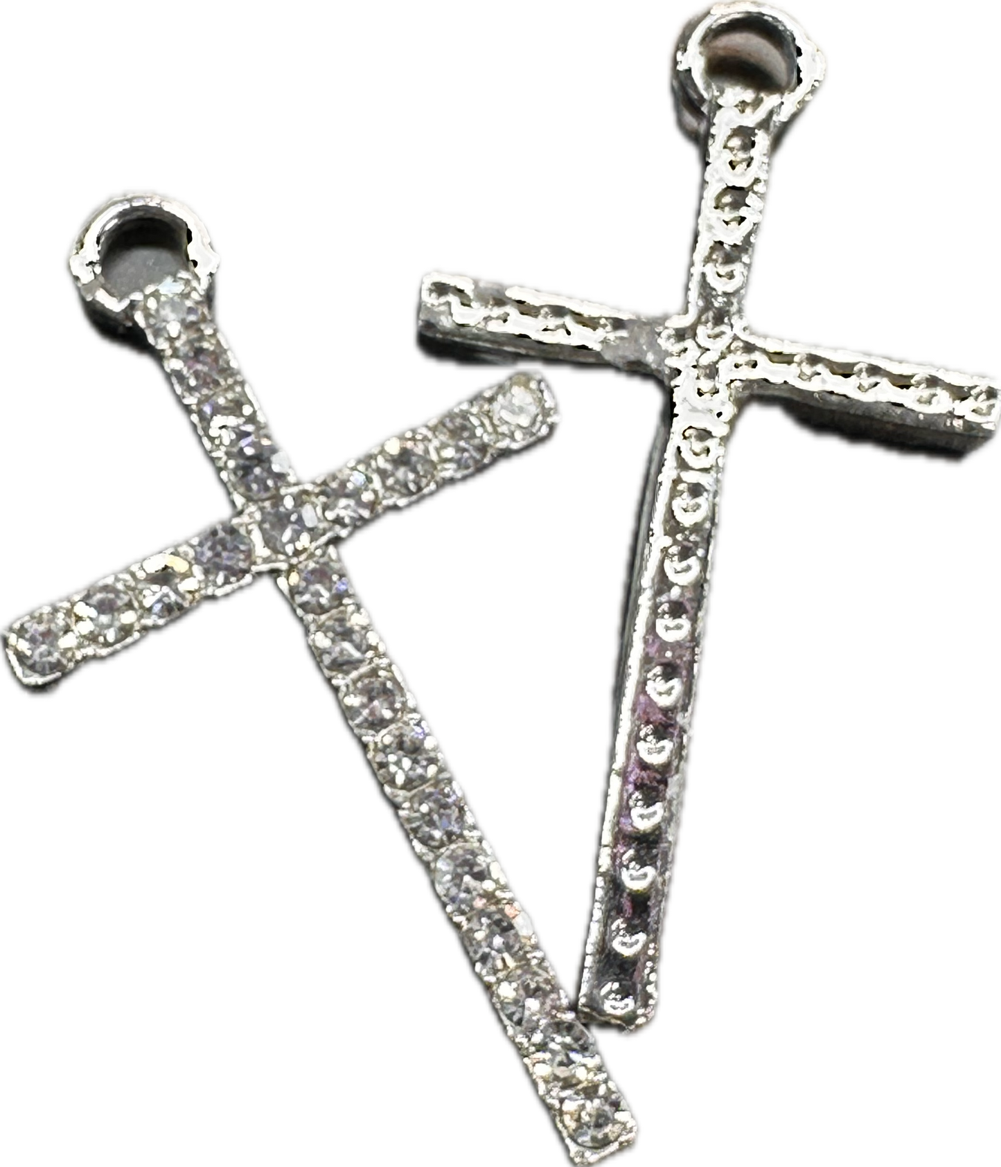 Rhinestone Cross Charms – Silver Color Pendants (1, 5, or 10 Pieces