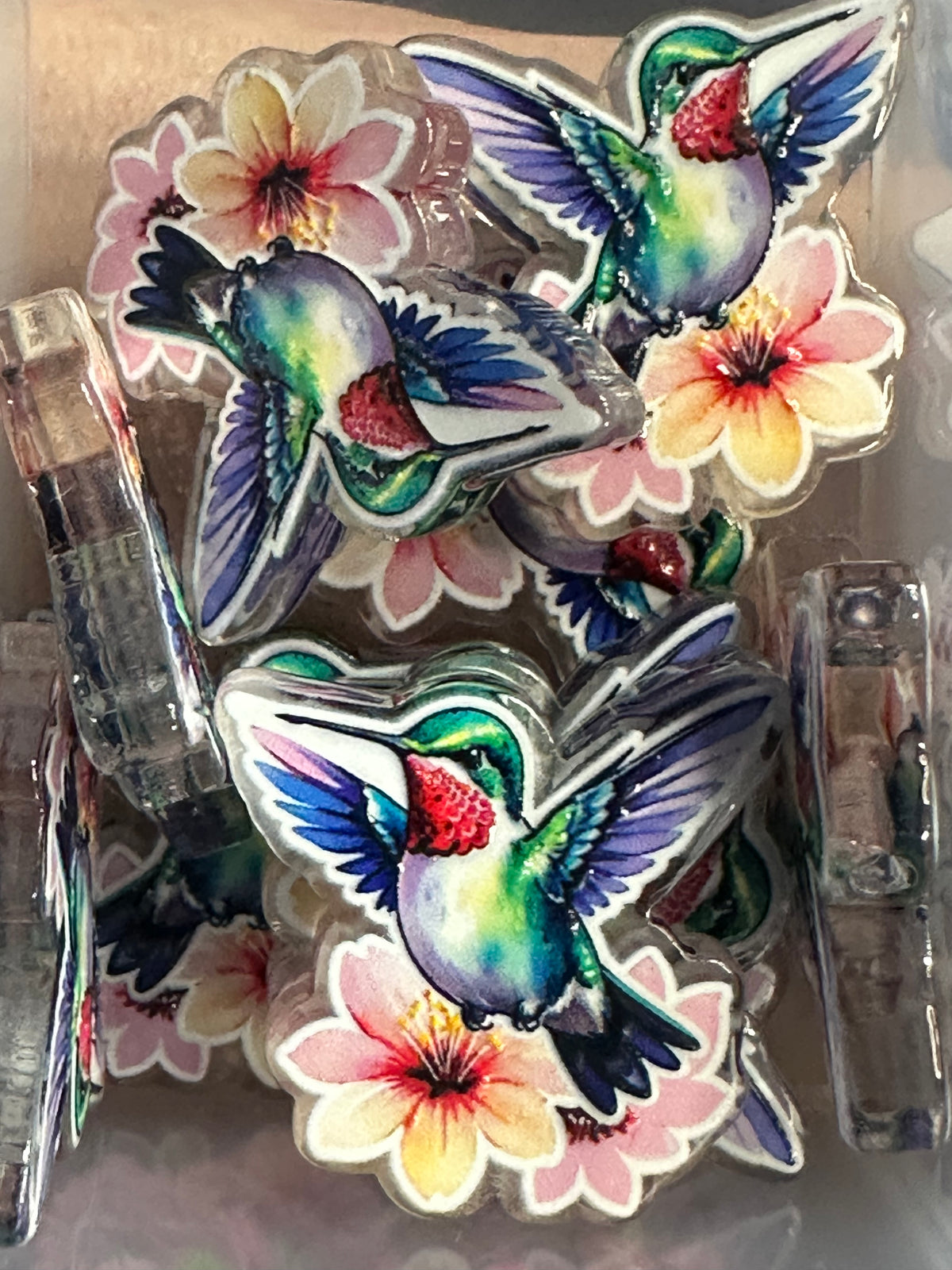 Hummingbird acrylic focal bead- set of 2/ focal bead/ pen beading / keychain bead/