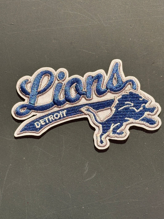 DETROIT LIONS EMBROIDERED IRON ON PATCH/ SIZE APPROX 4" x 2"/ QUALITY MATERIAL/FABRIC PATCHES/FOOTBALL TEAM