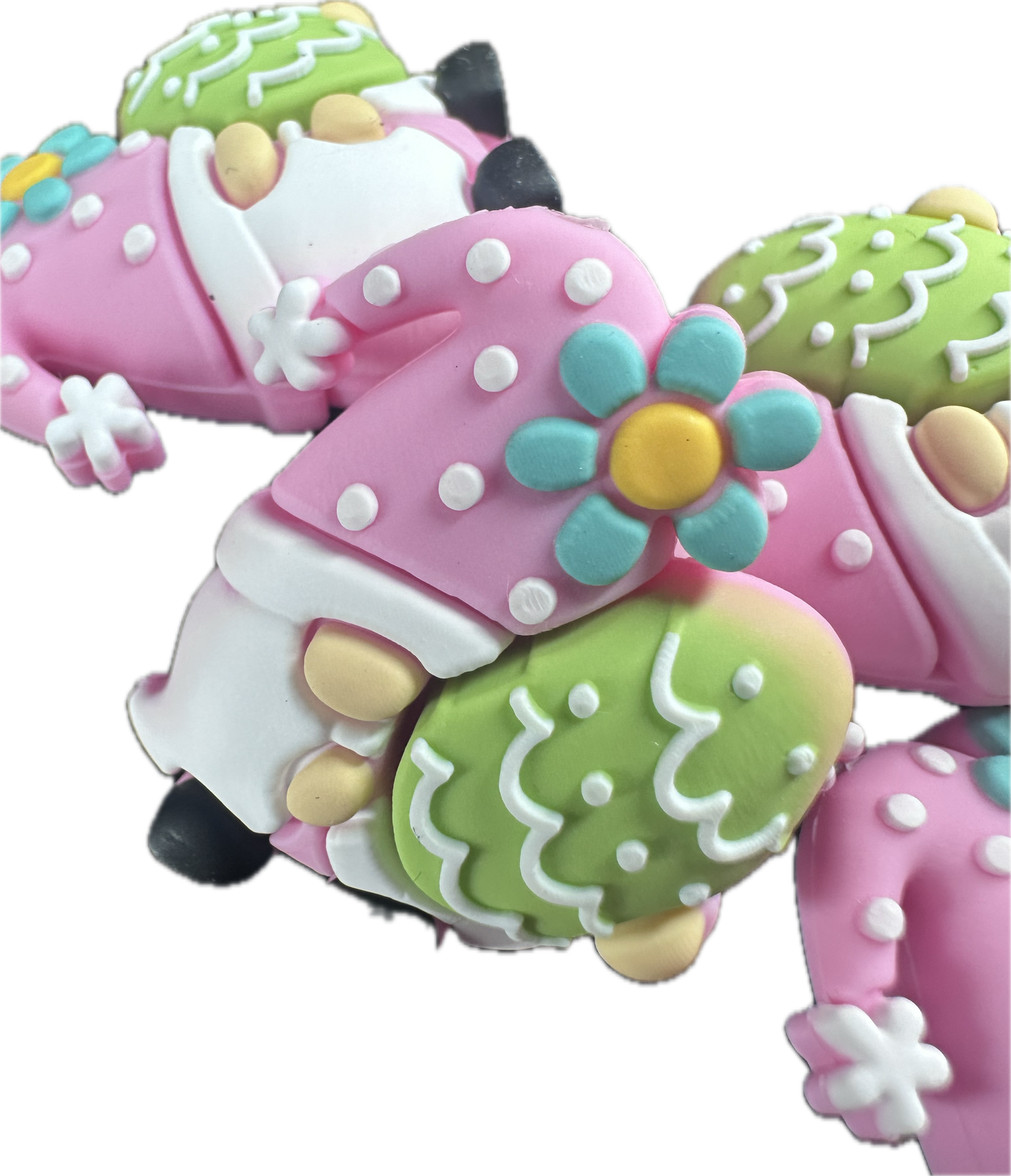 3D Easter gnome focal bead/ silicone bead/ pen beading/ DIY/ Easter egg/ bunny ears gnome