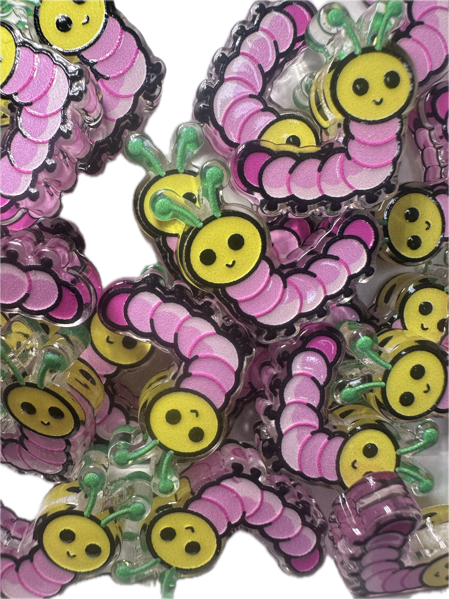 Inch worm acrylic focal bead- set of 2/ focal bead/ pen beading / keychain bead /