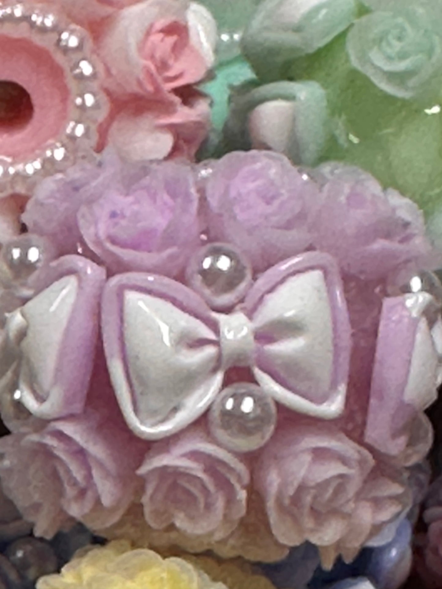 Handmade Beads – Pastel Roses and Bows with Pearls / elegant handcrafted beads/ bows and mini pearl beads/