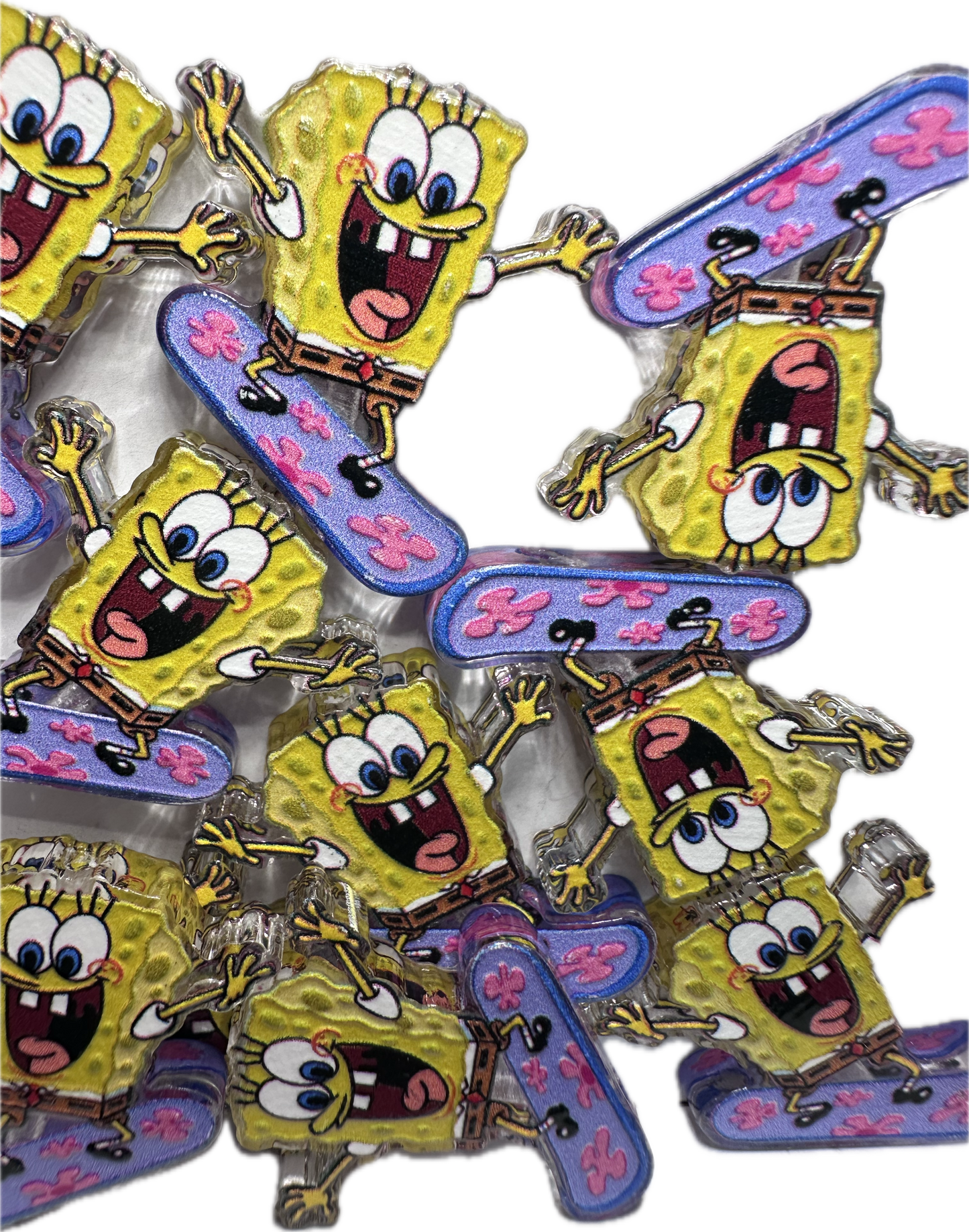 Yellow guy on skateboard acrylic focal bead- set of 2/ focal bead/ pen beading / keychain bead/