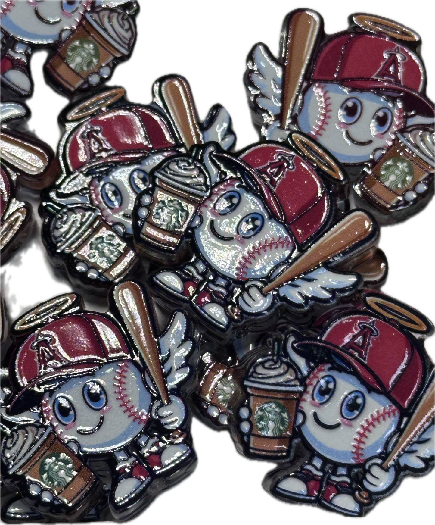 Cute baseball acrylic focal bead- set of 2/ focal bead/ pen beading / keychain bead/ Baseball