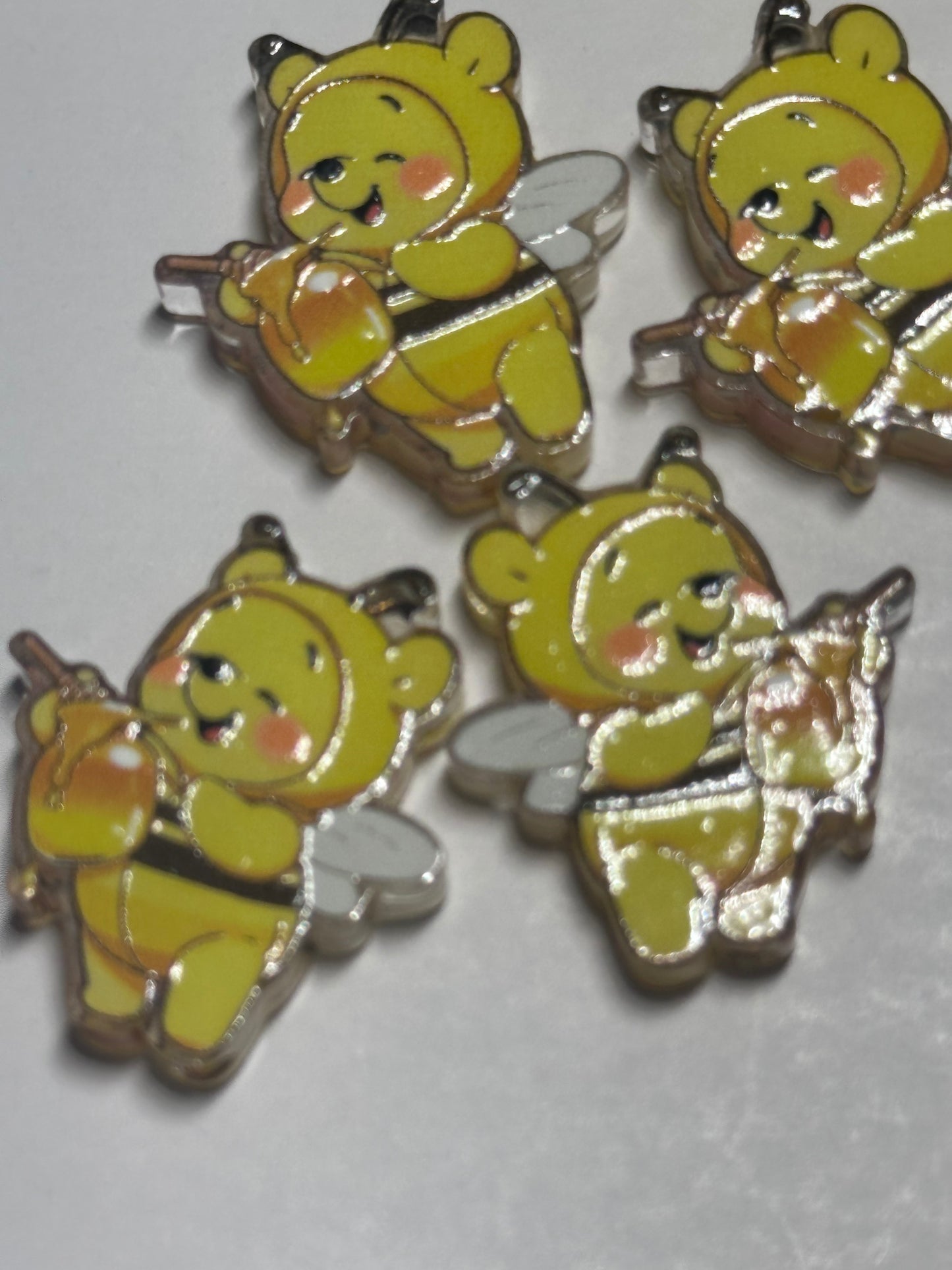 Honey bear in bee outfit acrylic focal bead- set of 2/ focal bead/ pen beading / keychain bead /so cute