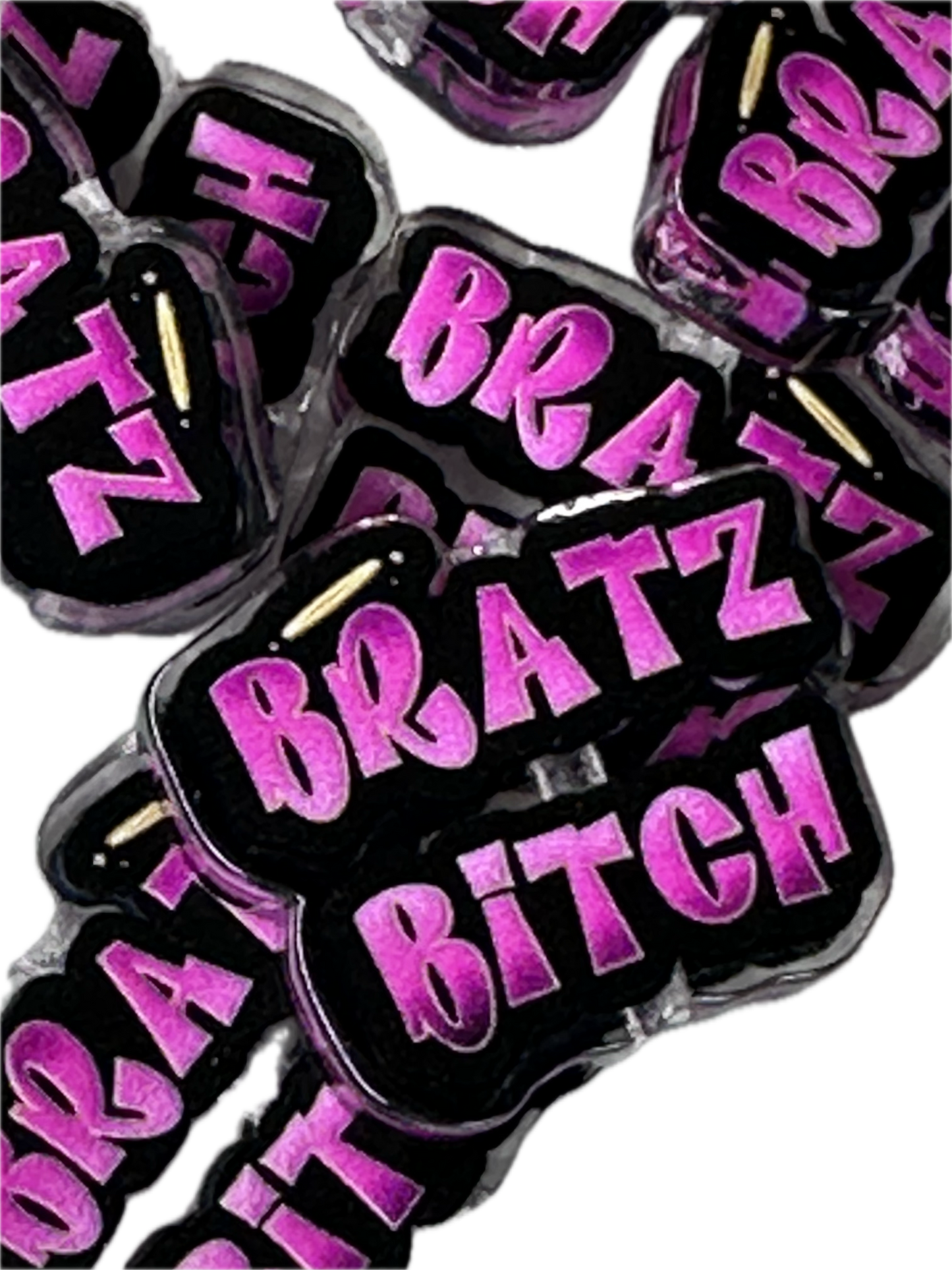 Brat acrylic focal bead- set of 2/ focal bead/ pen beading / keychain bead