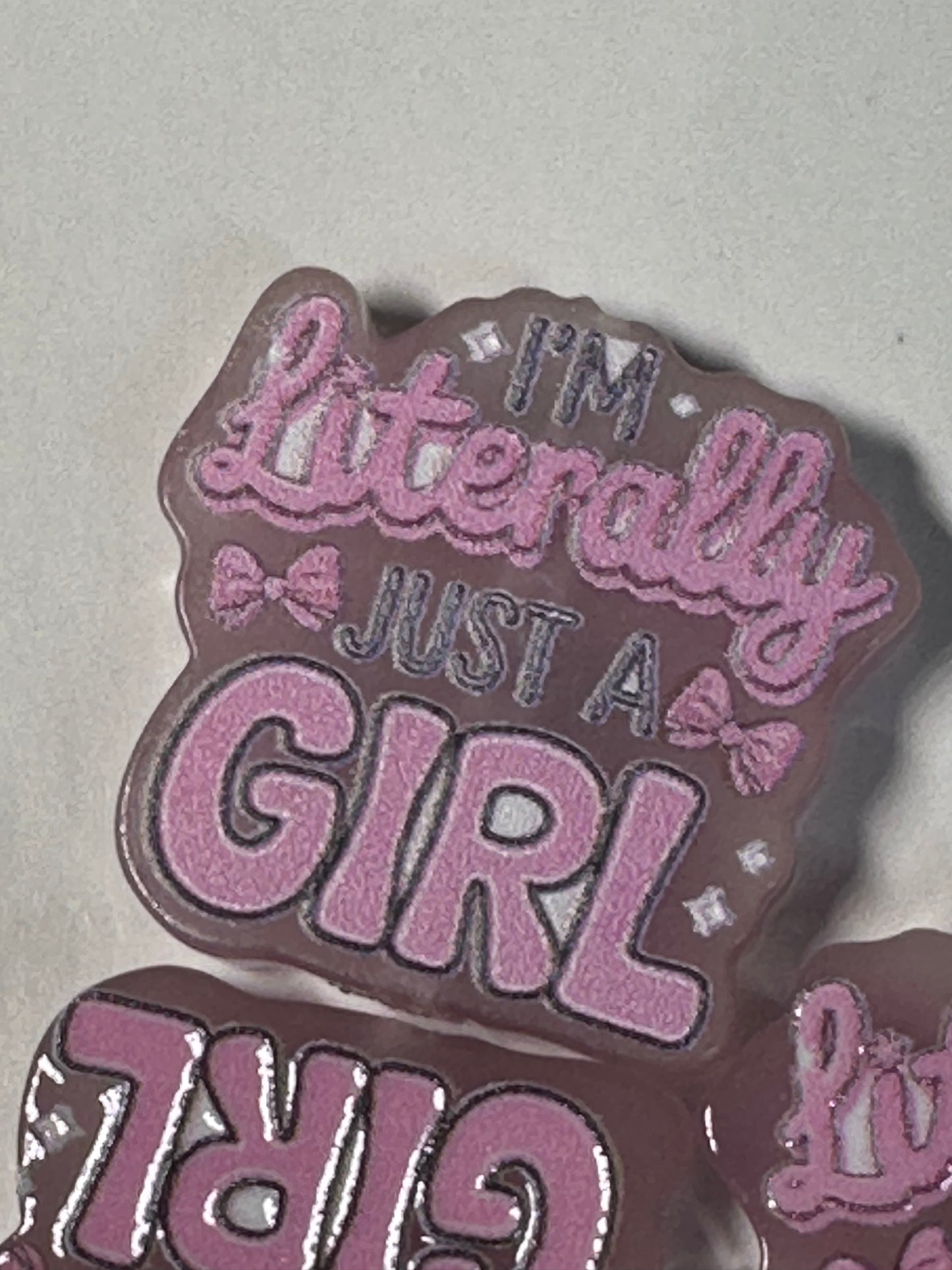 Just a girl acrylic focal bead- set of 2/ focal bead/ pen beading / keychain bead
