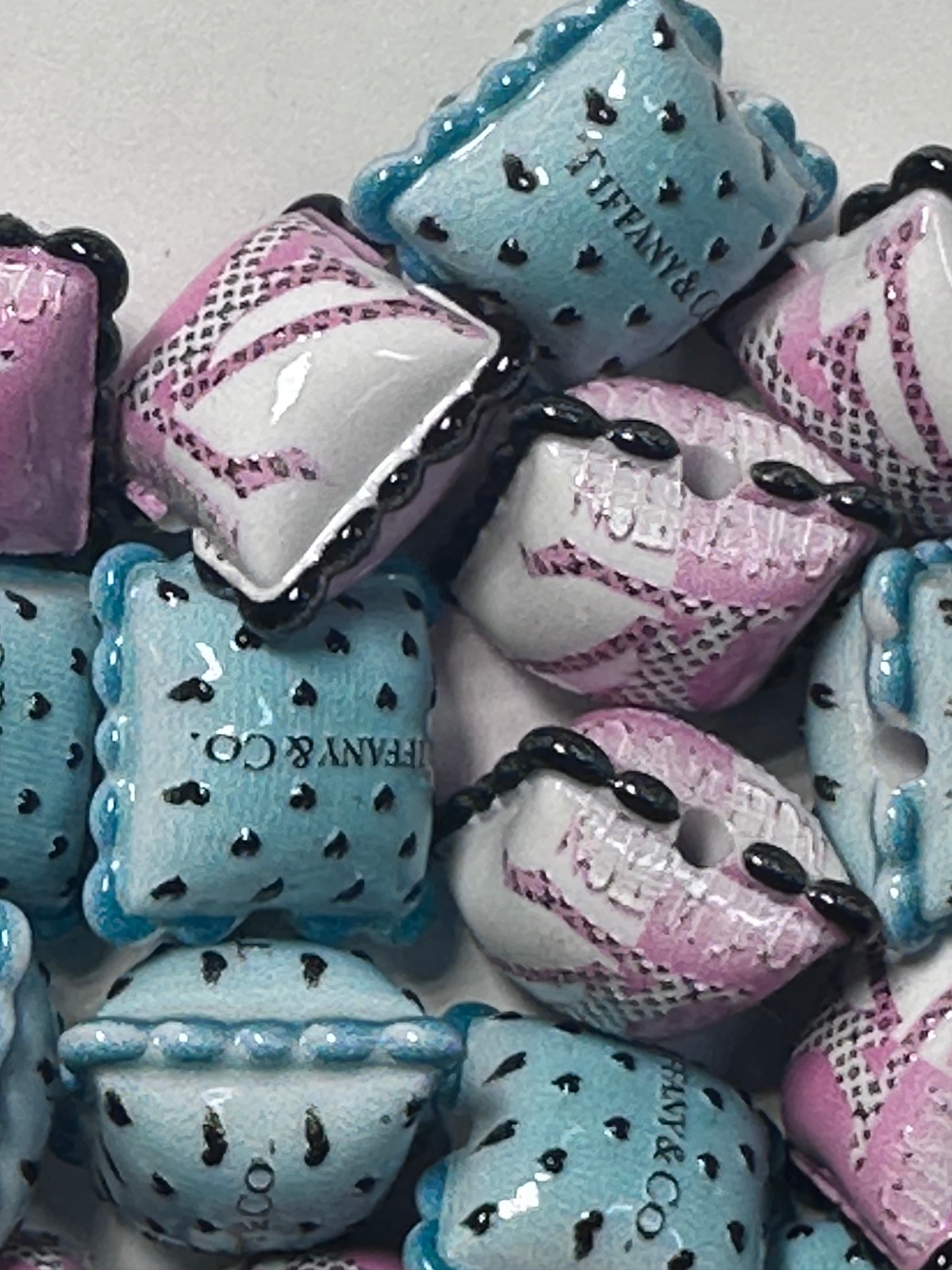 Design Pillow acrylic focal bead- set of 2/ focal bead/ pen beading / keychain bead/