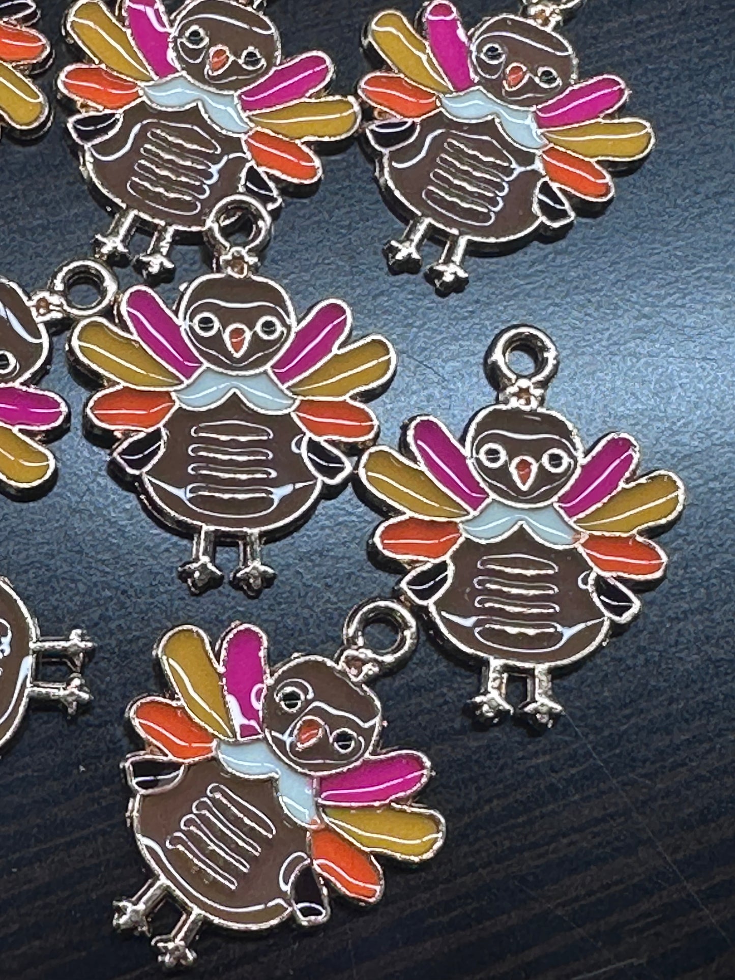 Thanksgiving Tom Turkey enamel metal charms// DIY charm bracelet/ DIY necklace