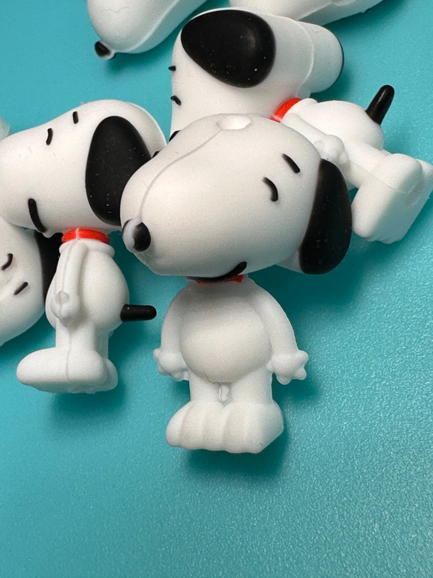 3D white dog with black ears silicone focal bead/