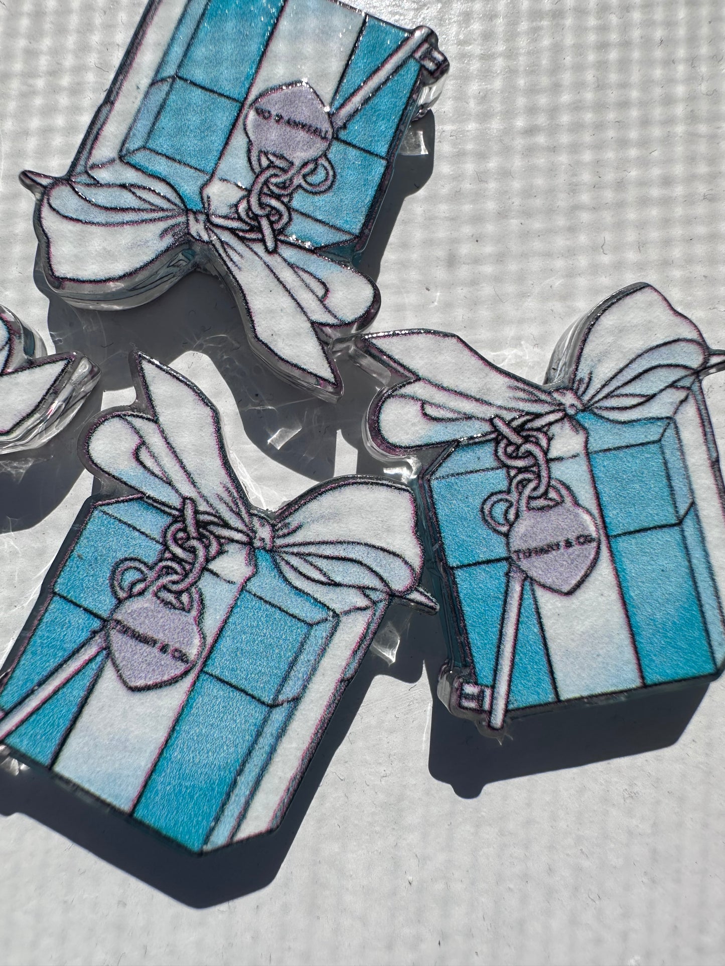 Little blue gift box acrylic focal bead- set of 2/ focal bead/ pen beading / keychain bead /jewelry store