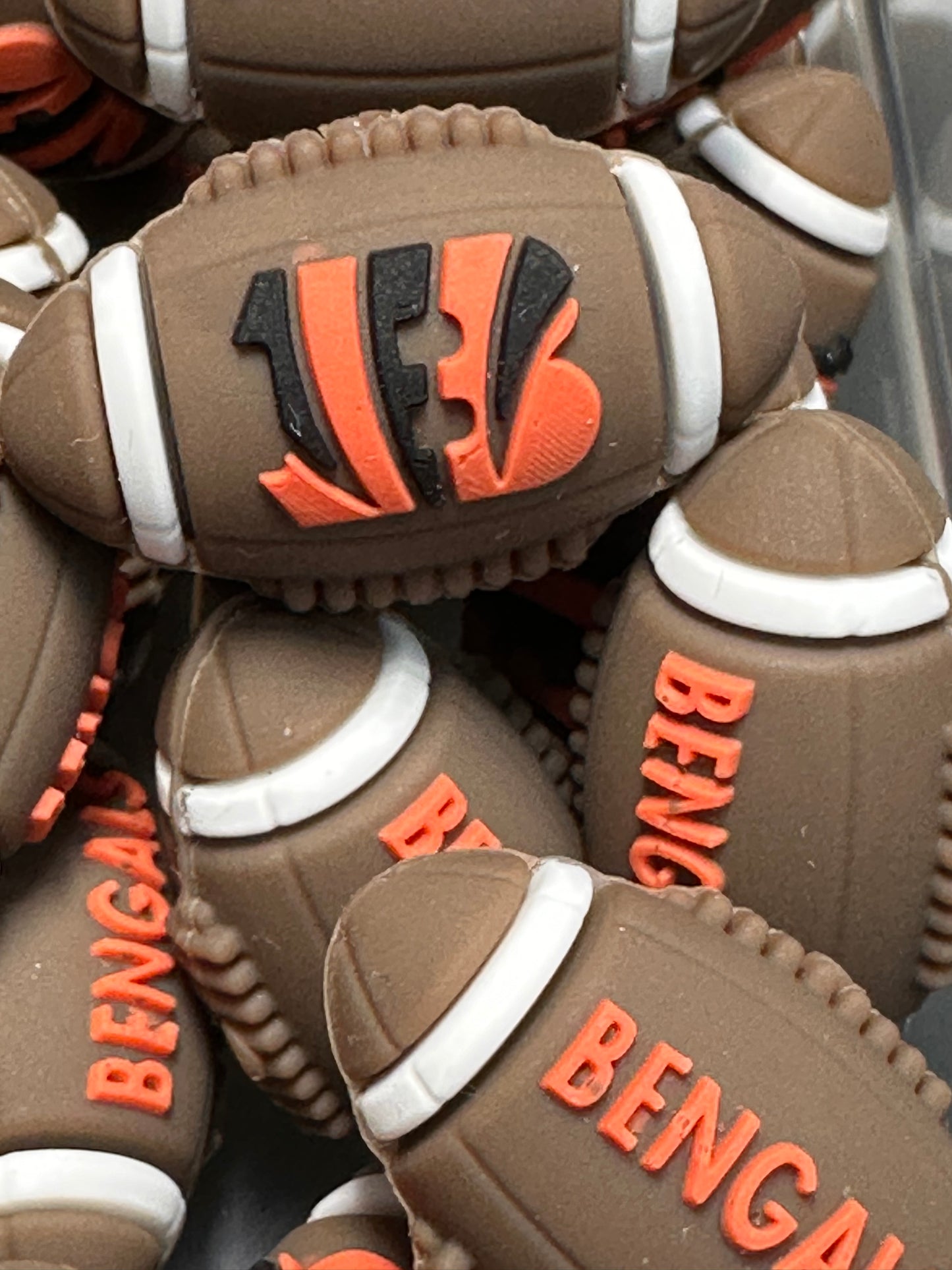 3D football shaped Bengals focal bead