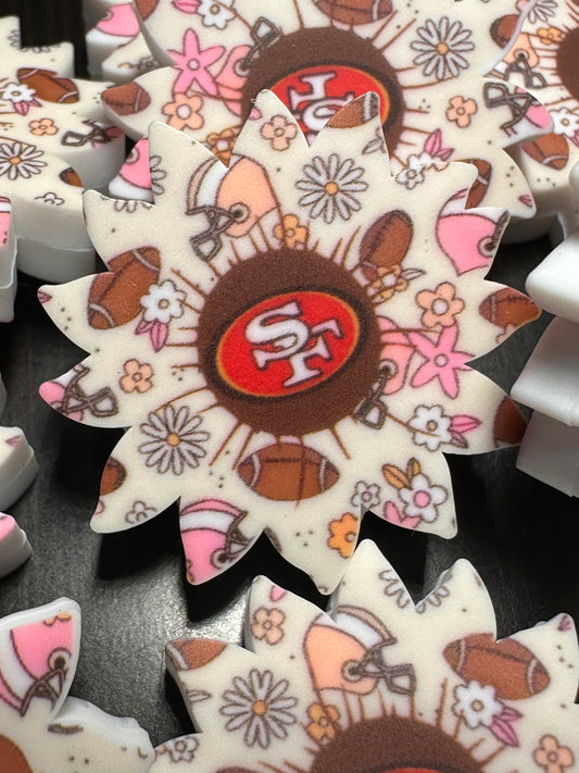 San Francisco 49ers focal bead/ pen beading-bag charms-sunflower shaped silicone-football-
