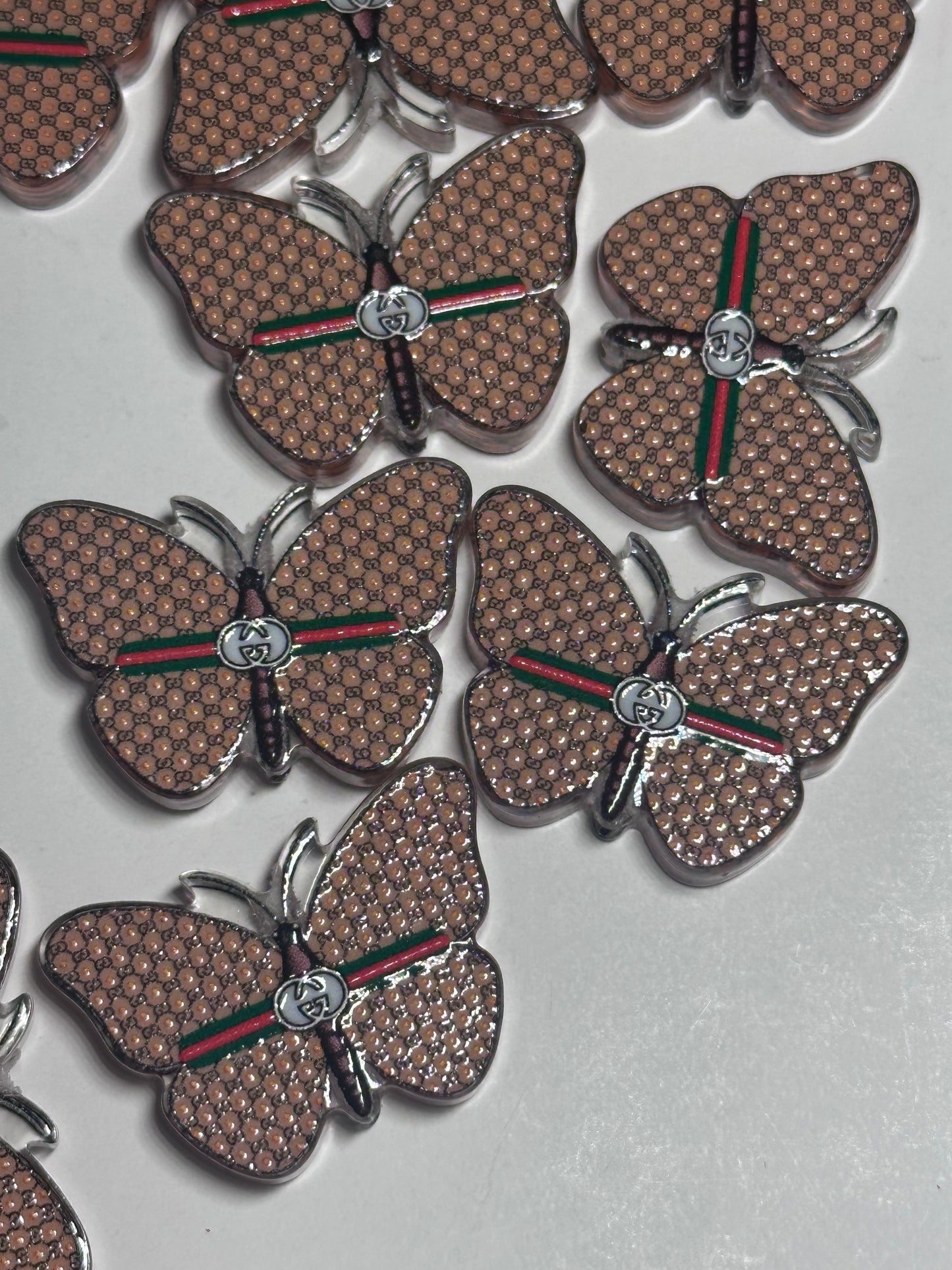 Fancy design butterfly acrylic focal bead- set of 2/ focal bead/ pen beading / keychain bead /