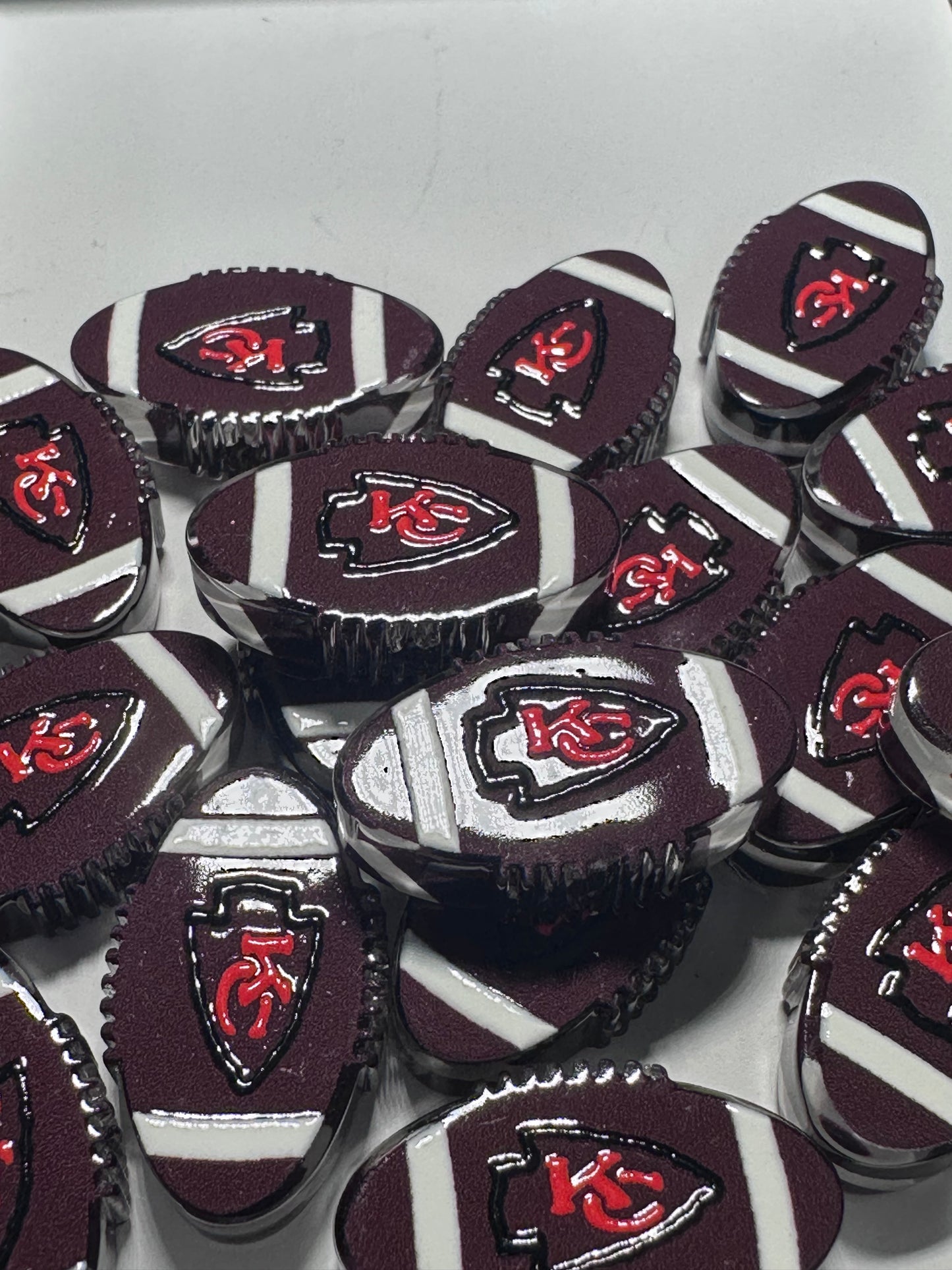 Football shaped acrylic focal bead- set of 2/ focal bead/ pen beading / keychain bead/ football