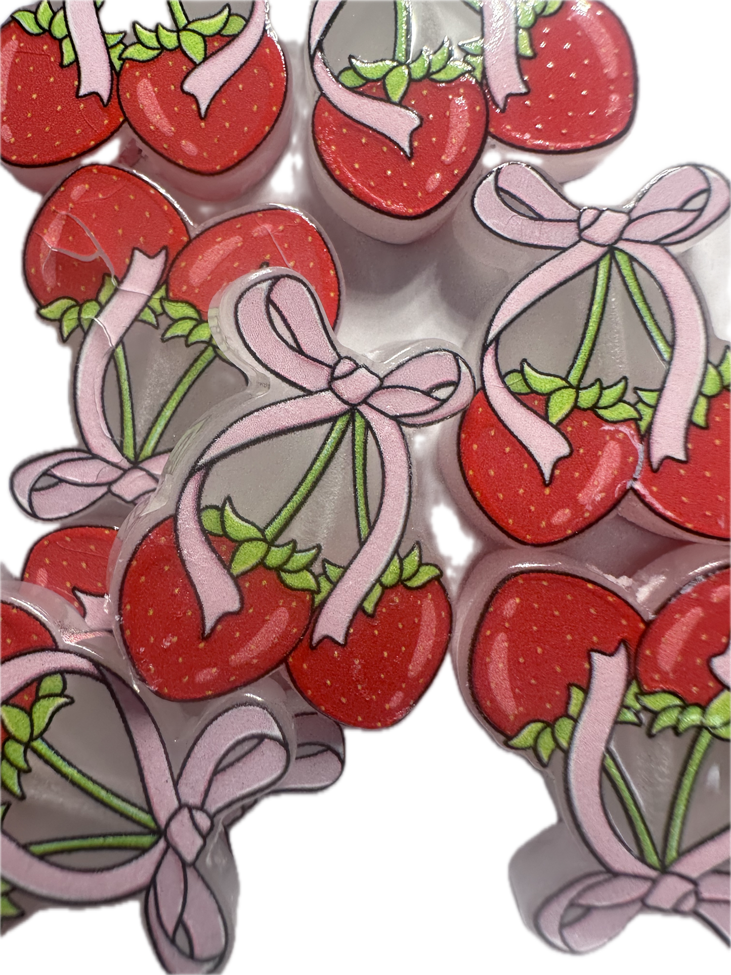 Strawberry acrylic focal bead- set of 2/ focal bead/ pen beading / keychain bead/