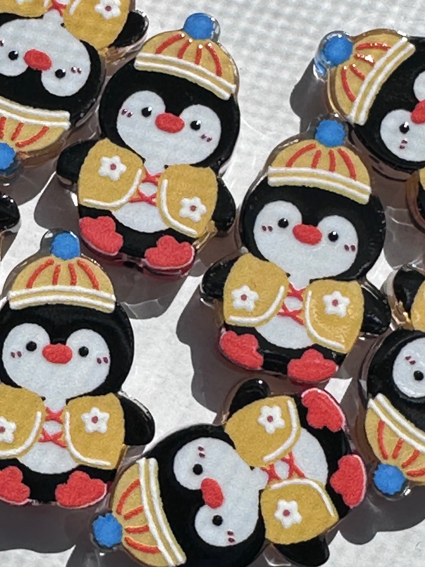 Cute penguin acrylic focal bead- set of 2/ focal bead/ pen beading / keychain bead/winter