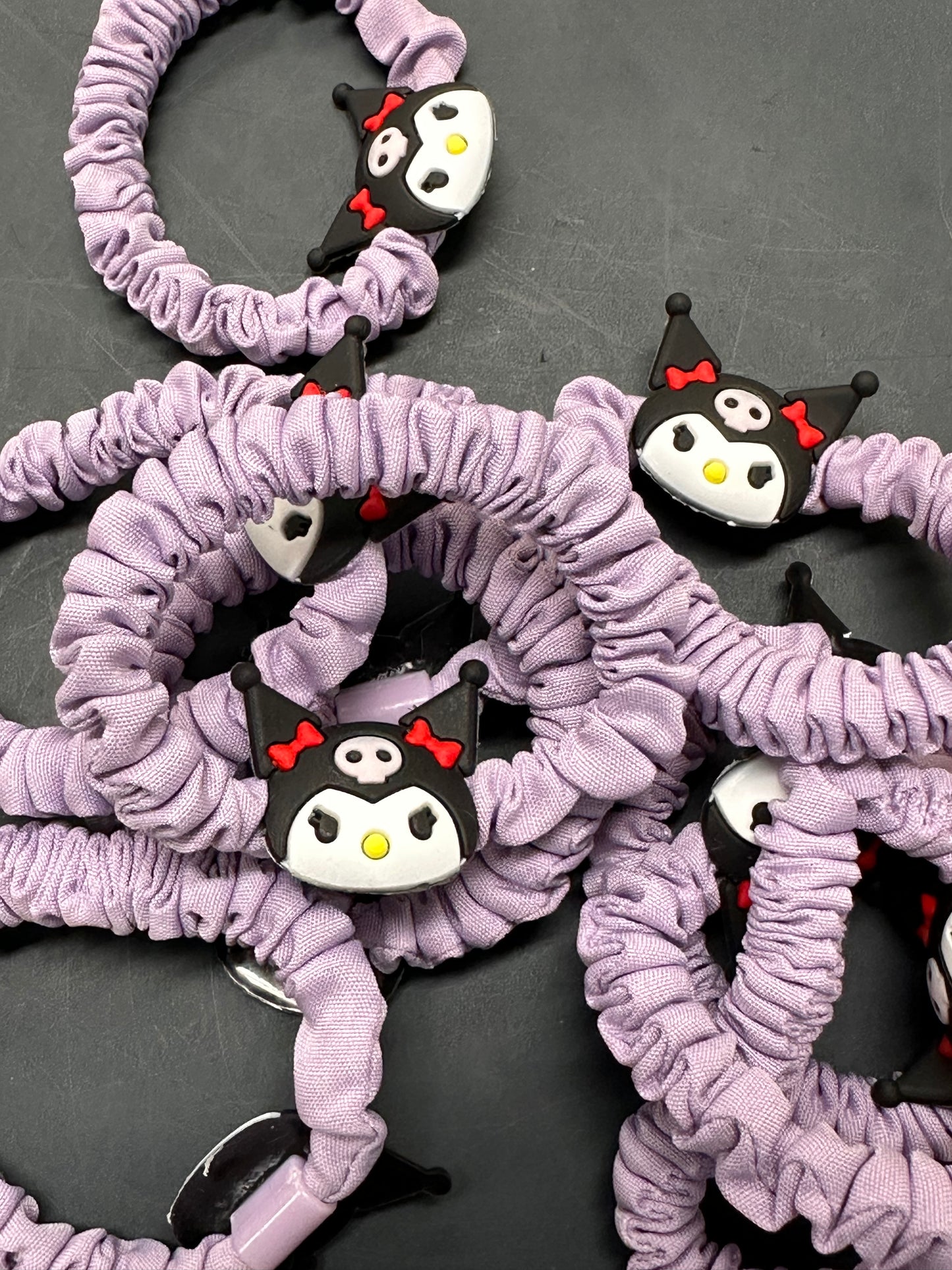 Cute Kuku purple Scrunchie | Soft Elastic Hair Tie | Kawaii Style Hair Accessory- set of 3