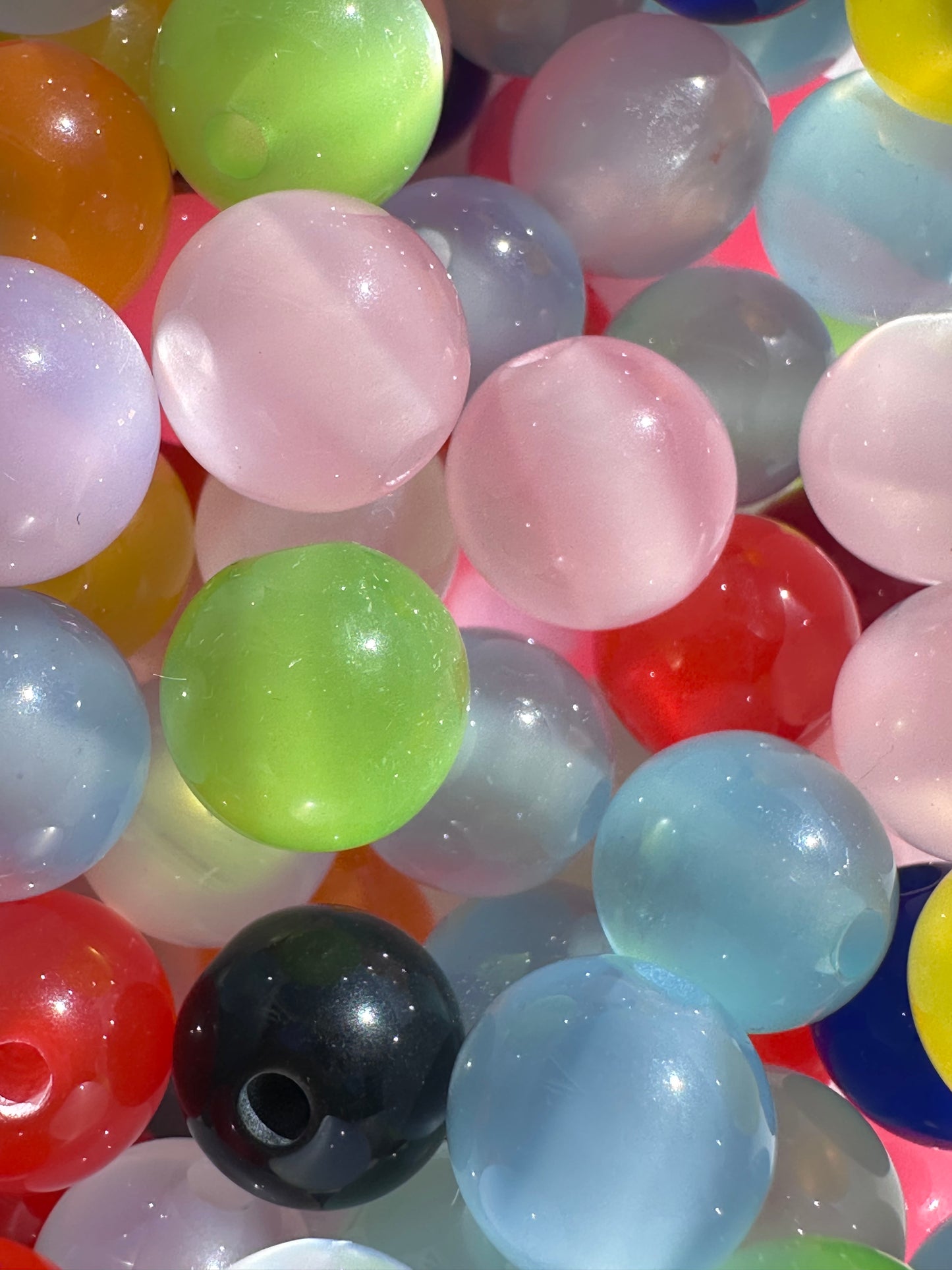 10mm Cat Eye Acrylic Beads – Assorted Colors | Sets of 10, 25, 50. Perfect for jewelry DIY