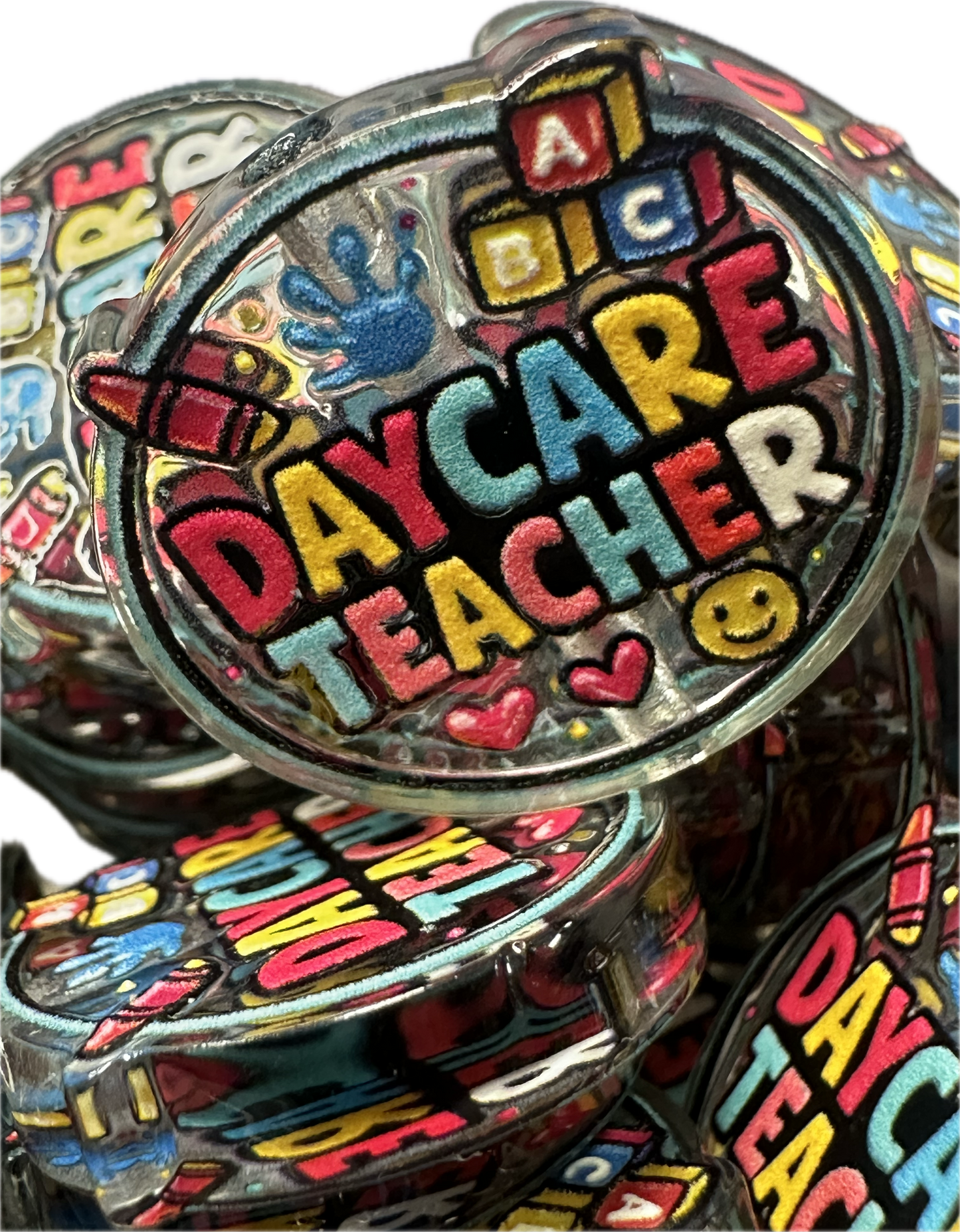 Daycare Teacher acrylic focal bead- set of 2/ focal bead/ pen beading / keychain bead/