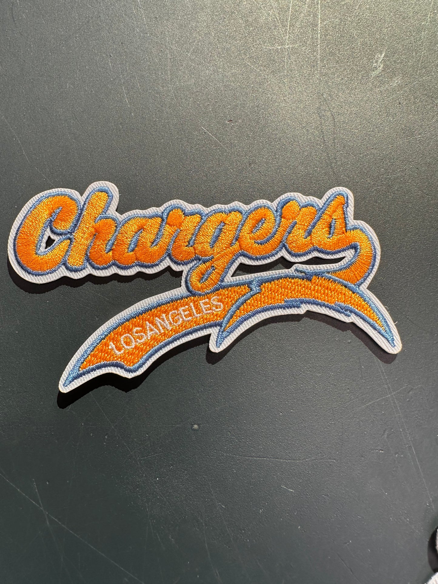 LOS ANGELES CHARGERS EMBROIDERED IRON ON PATCH/ SIZE APPROX 4" x 2"/ QUALITY MATERIAL/FABRIC PATCHES/FOOTBALL TEAM