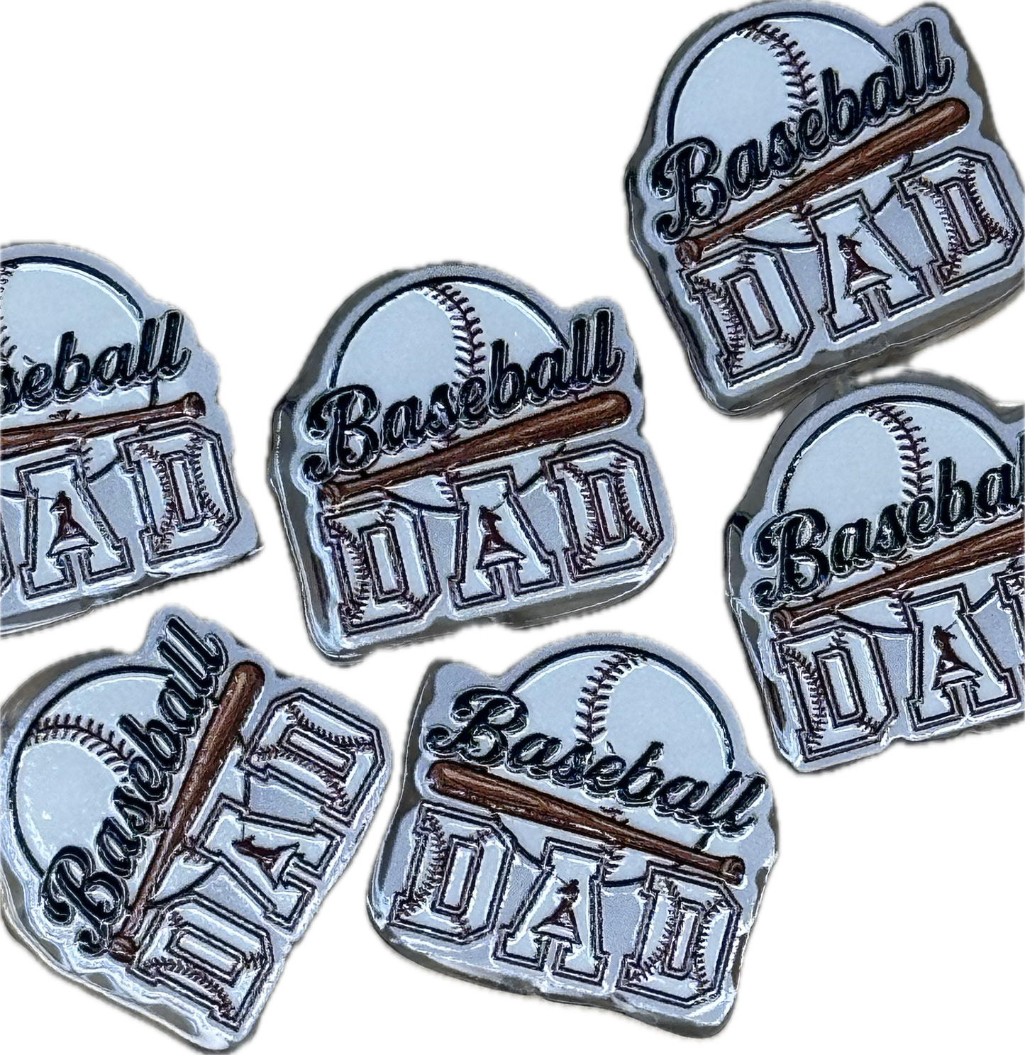 BASEBALL DAD acrylic focal bead- set of 2/ focal bead/ pen beading / keychain bead