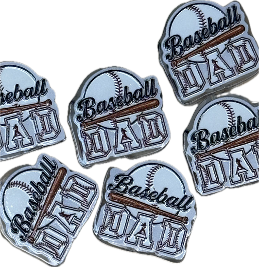 BASEBALL DAD acrylic focal bead- set of 2/ focal bead/ pen beading / keychain bead