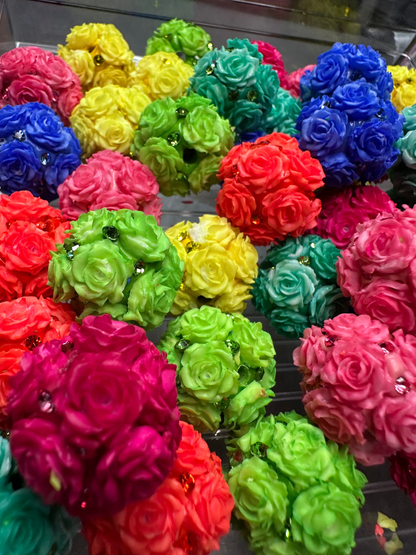 Neon Fancy Flower Handmade Beads – Neon Flower Beads for DIY Crafts (Set of 5) approx. 20mm