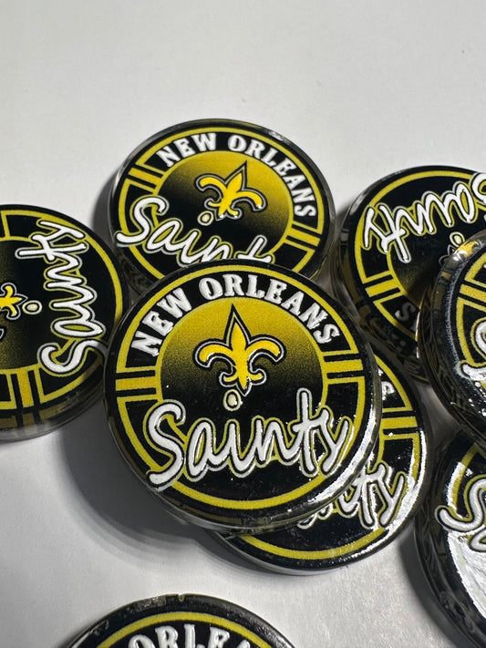 NEW New Orleans Saints acrylic focal bead- set of 2/ focal bead/ pen beading / keychain bead /football