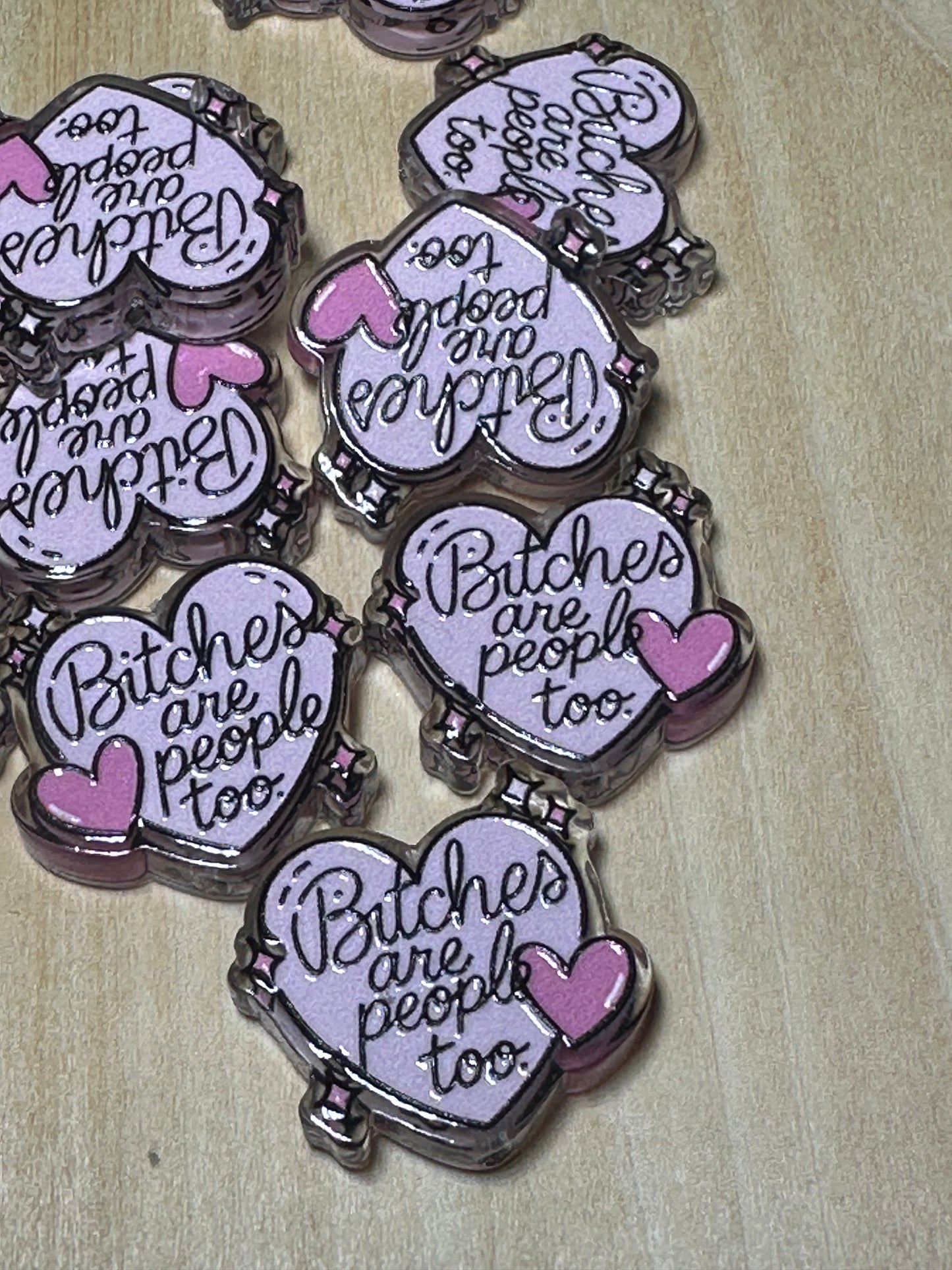 Bitc-- are people too acrylic focal bead- set of 2/ focal bead/ pen beading / keychain bead/