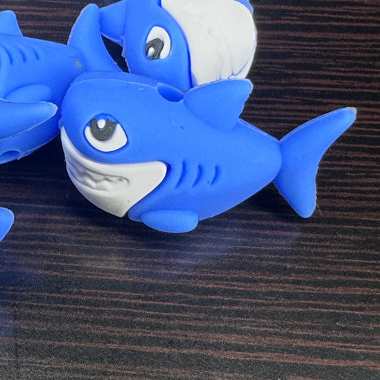 3D Shark focal bead /silicone bead for beadable pens, rods, brushes, keychains