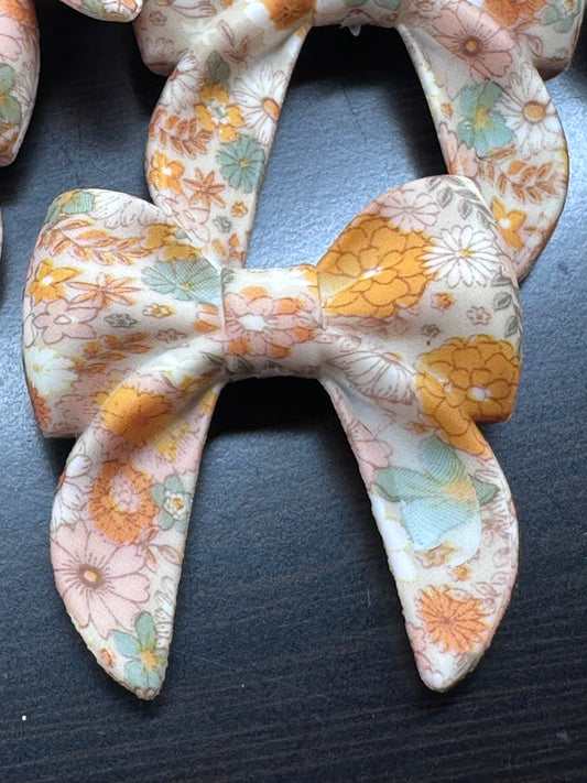 Silicone Sunflower Bow Focal Bead • Floral Bow Charm • DIY Beaded Pen Supply