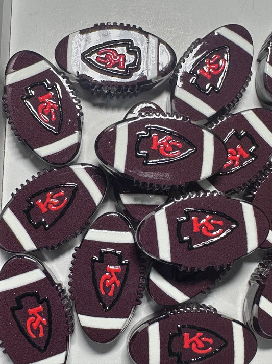 Football shaped acrylic focal bead- set of 2/ focal bead/ pen beading / keychain bead/ football