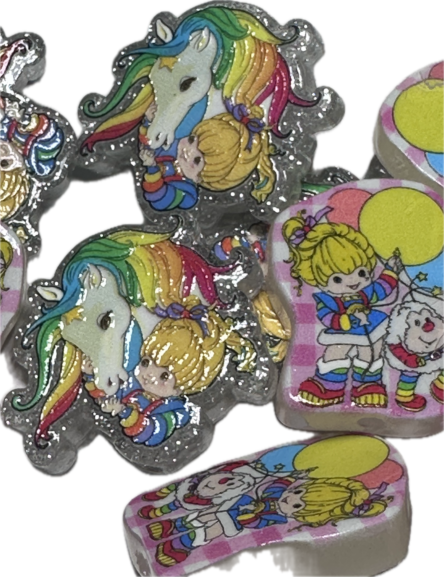 Two different rainbow acrylic focal bead- set of 2/ focal bead/ pen beading / keychain bead/one of each design